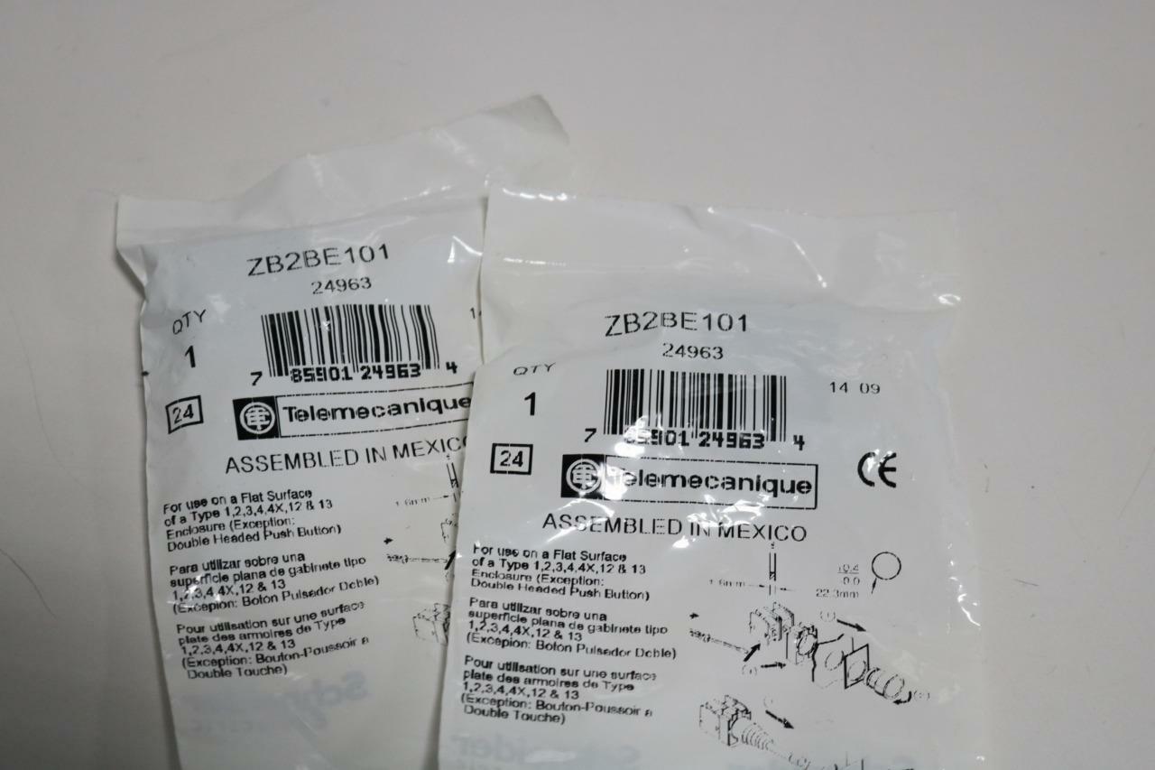 Lot of 2 Telemecanique/Schneider Electric ZB2BE101 Contact Block