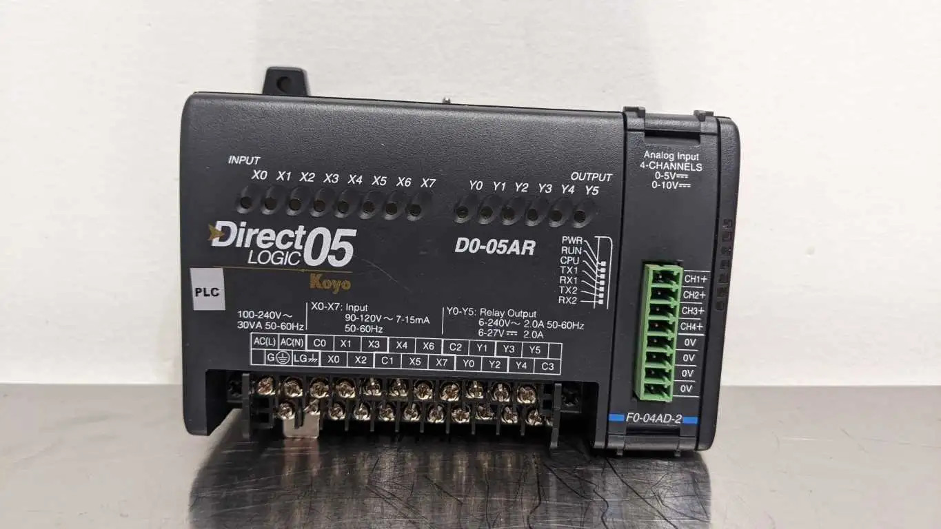 Direct Logic D0-05AR PLC 100-240VAC 30 VA with F0-04AD-2 Input Module Koyo DO-05