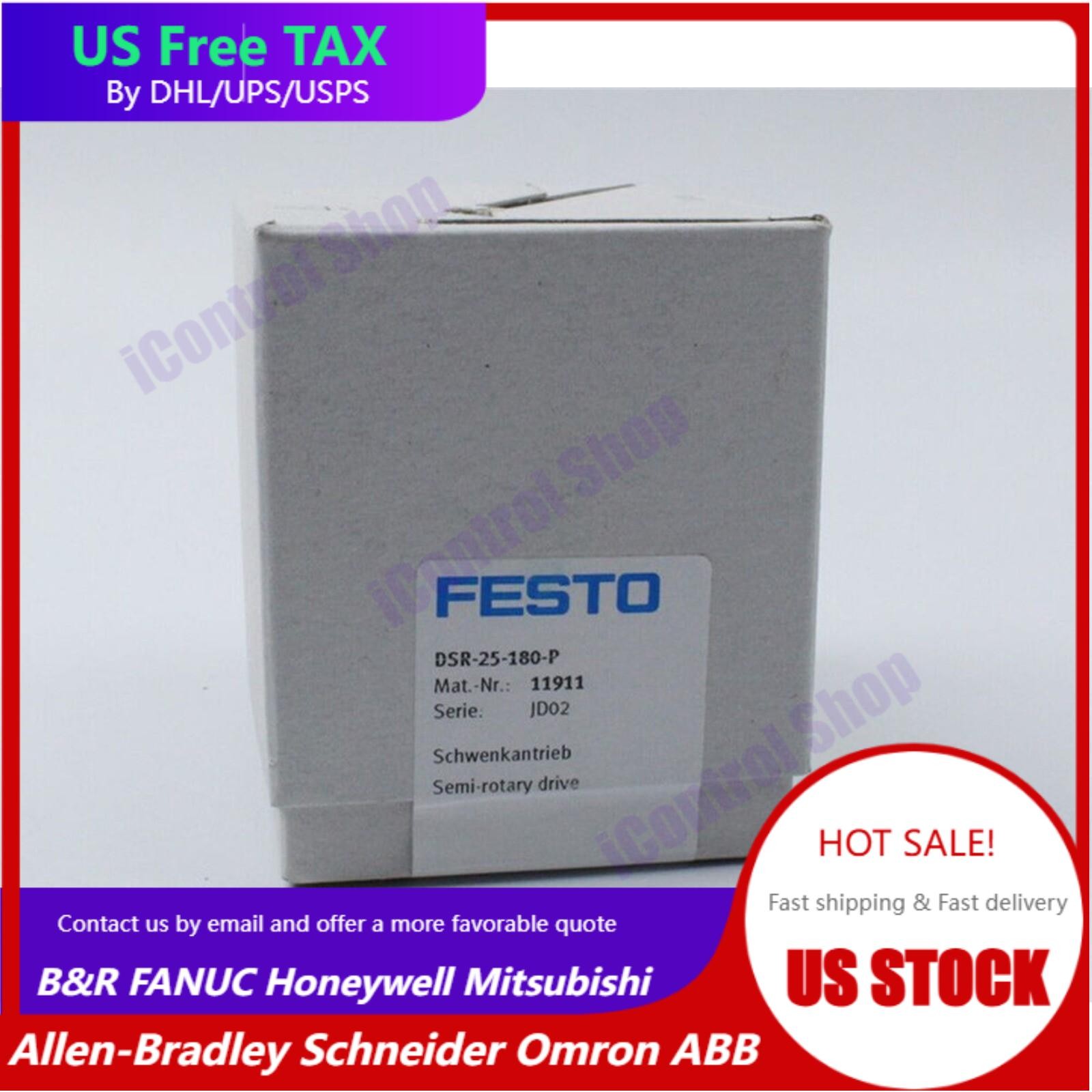 US FREE TAX New Festo DSR-25-180-P 11911 Semi-rotary drive