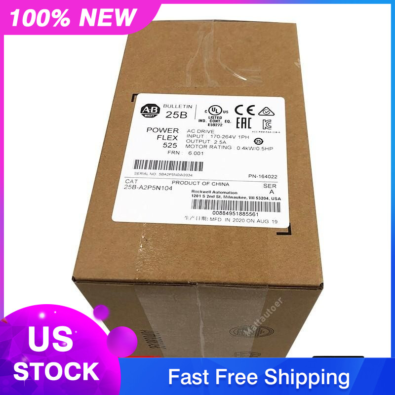 New 25B-A2P5N104 Power 525 AC Drive 0.4kW/0.5HP FREE 25BA2P5N104 US Free Tax
