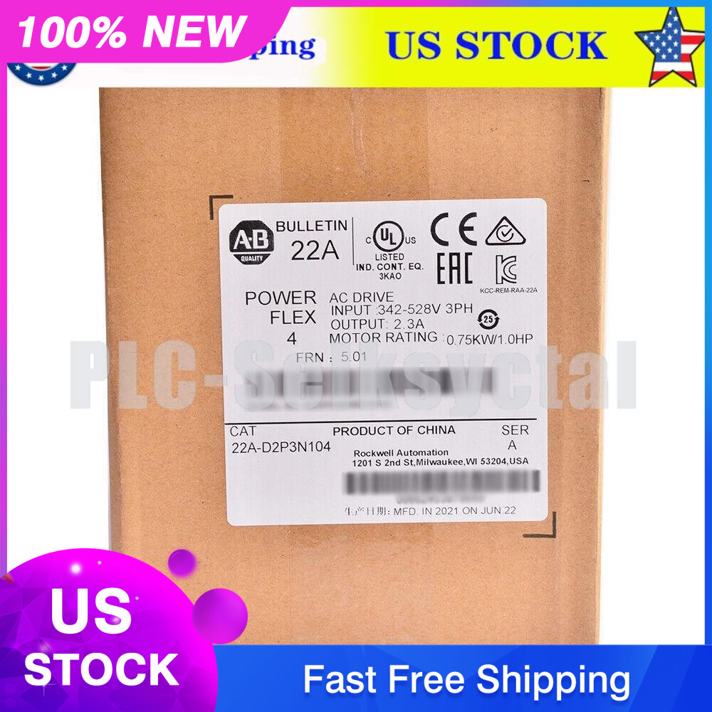New AB 22A-D2P3N104 PowerFlex 4 0.75 kW 1 HP AC Drive 22AD2P3N104 US Free Tax