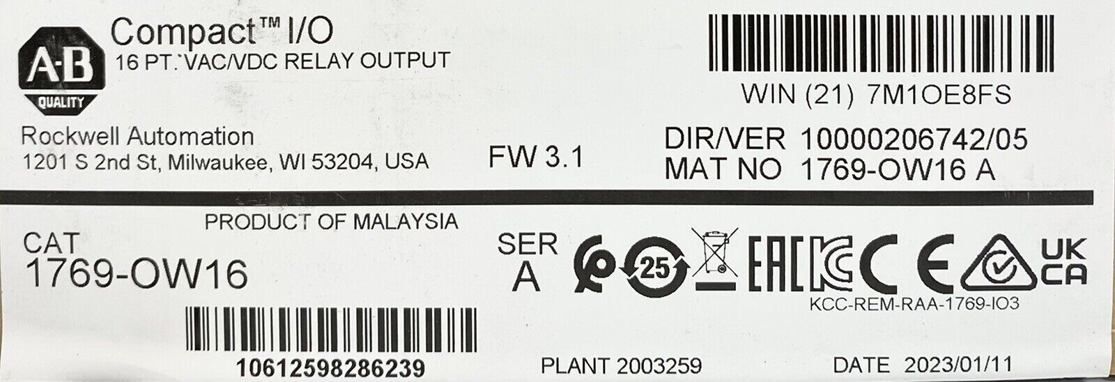 New Sealed Allen-Bradley 1769-OW16 CompactLogix Relay Output Module US Free Tax