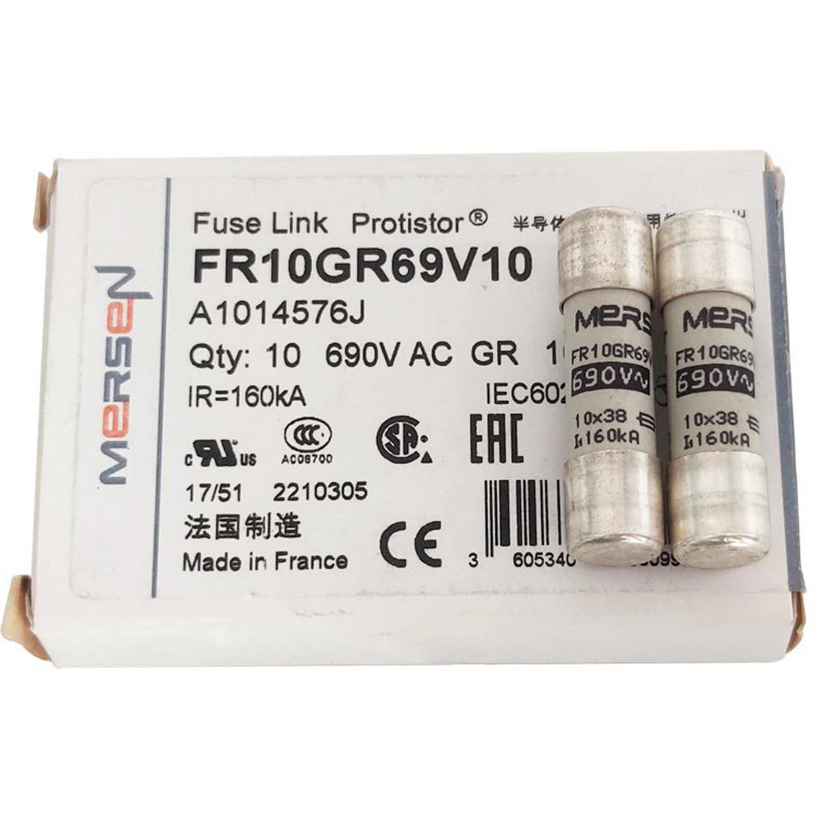 10pcs new FR10GR69V10 Fuse 10A 690VAC FR10GR69V10 Free ship #YP1