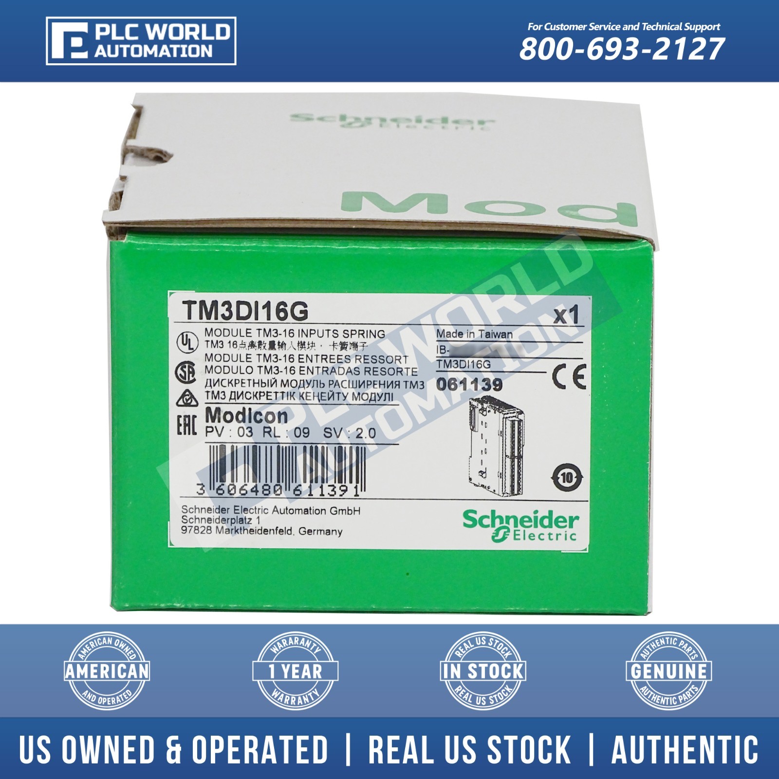 Schneider TM3DI16G Modicon TM3-16 Input Module, 24 VDC Spring Terminal Brand New