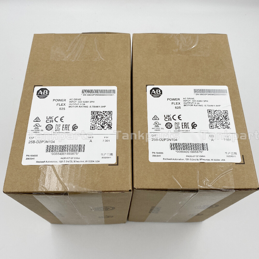 NEW 25B-D2P3N104 AB PowerFlex 525 0.75kW 480V 1Hp AC Drive 2023 Factory Sealed