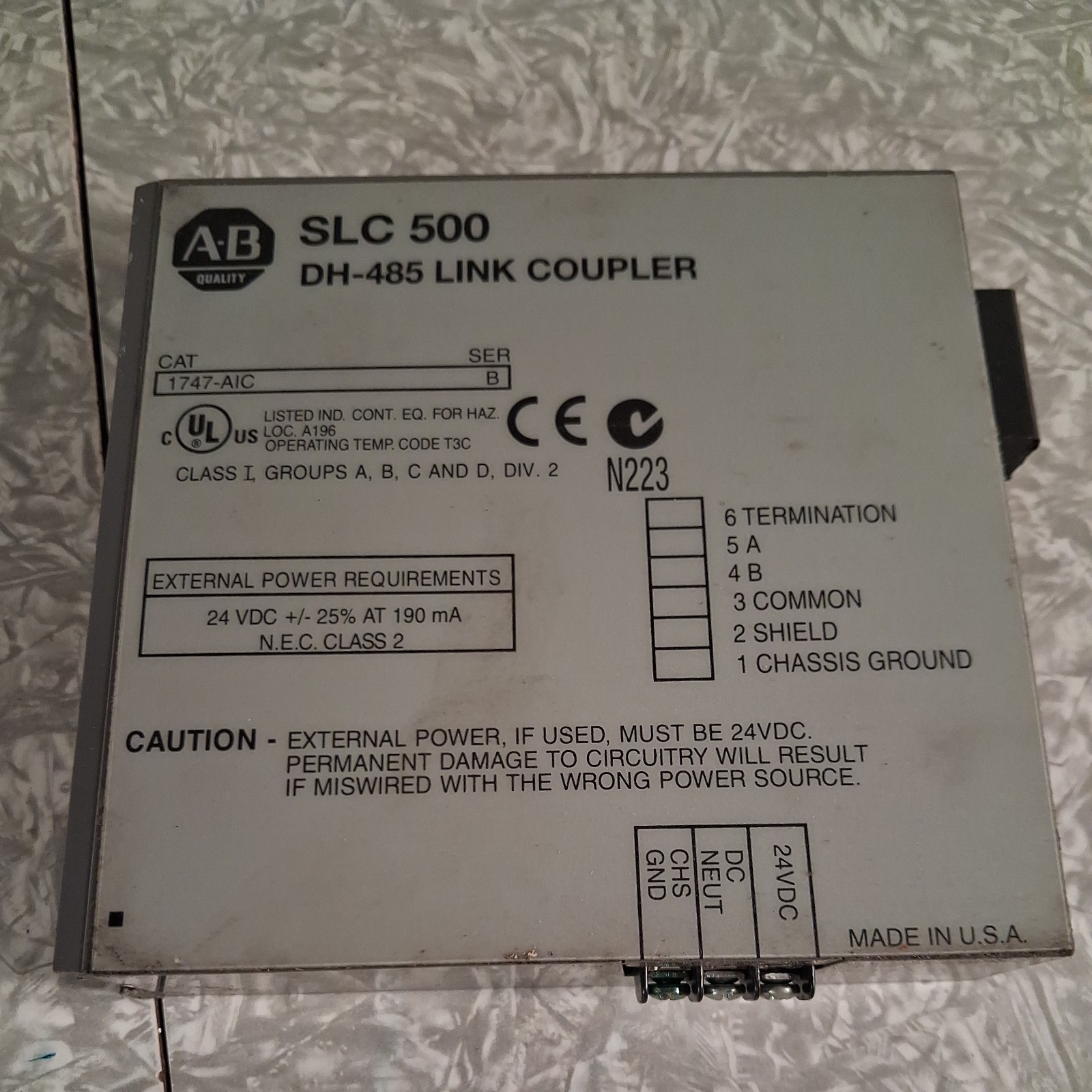 ALLEN BRADLEY SLC 500 DH-485 LINK COUPLER