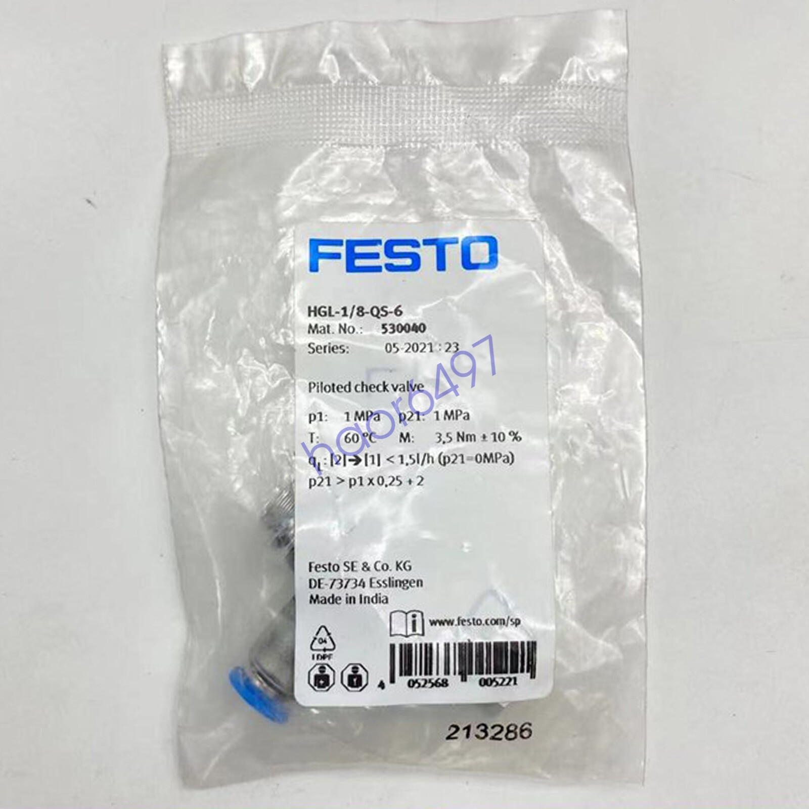 1PC New FESTO HGL-1/8-QS-6 530040 throttle valve Free shipping #YP1