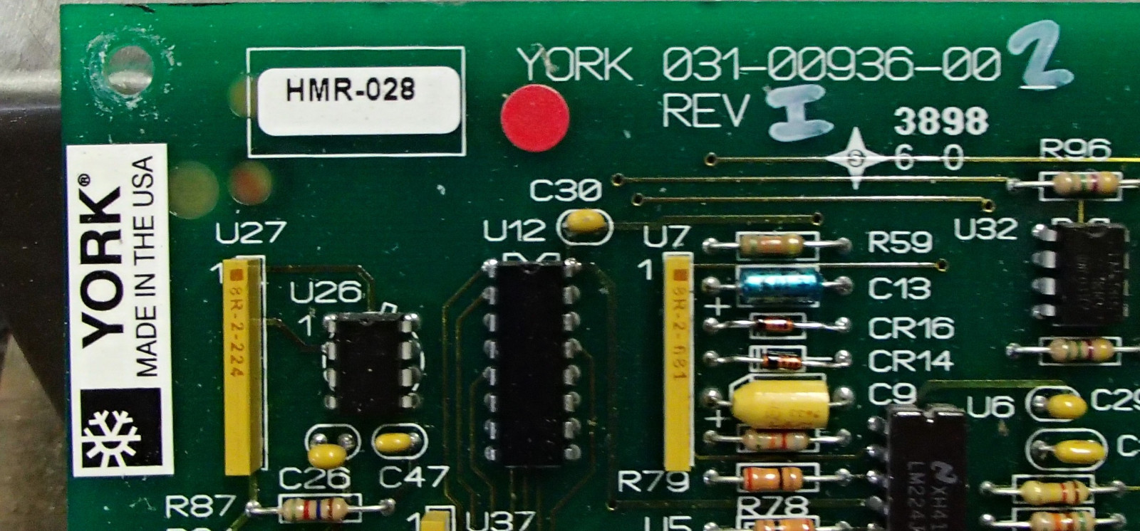 York 031-00936-002 Rev I Logic Control Circuit Board Chiller removedYSCACAS2-CHC