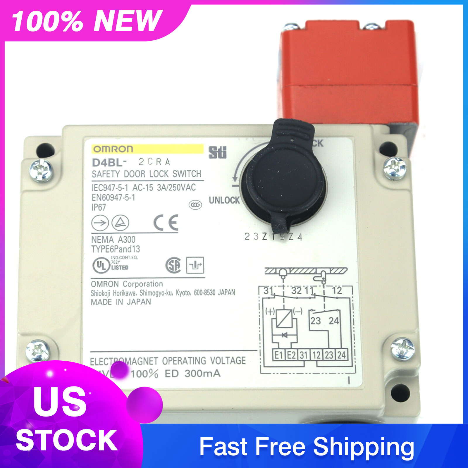 New In Box OMRON D4BL-2CRA Guard Lock Safety-door Switch