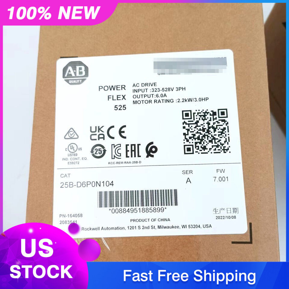 Allen Bradley 25B-D6P0N104 A PowerFlex 525 AC Drive 480V 3HP 25BD6P0N104 New