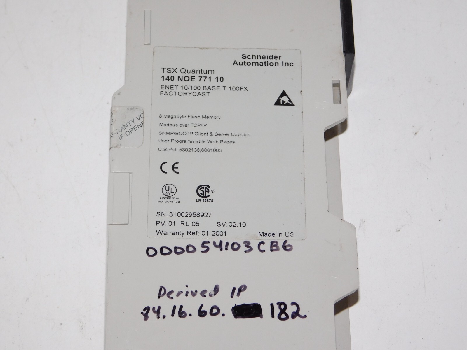 Schneider Automation 140NOE77110 TSX Quantum Factory Cast Ethernet Module USA