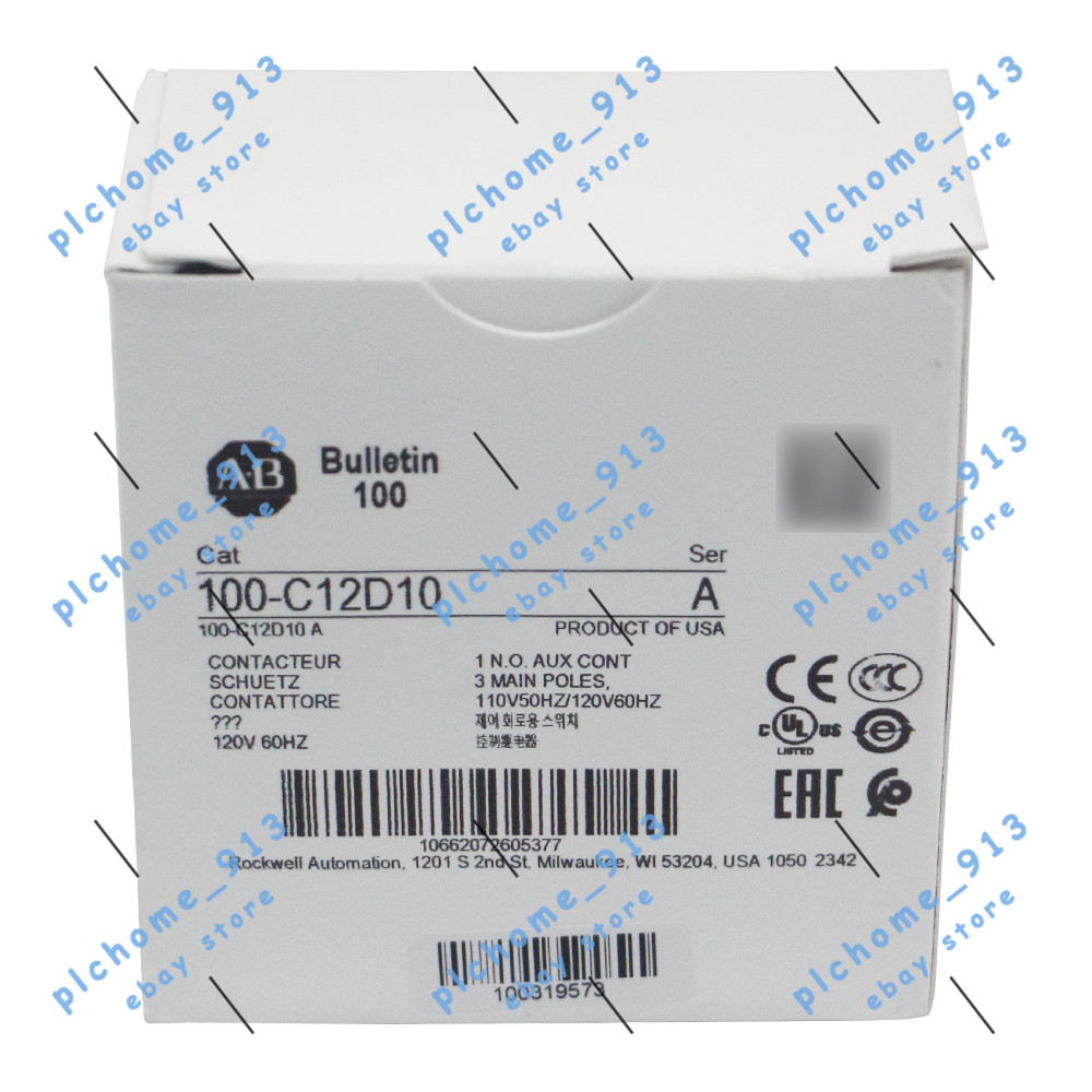 New 100-C12D10 Allen Bradley 100-C IEC 12 A Contactor Screw Terminals Line Side