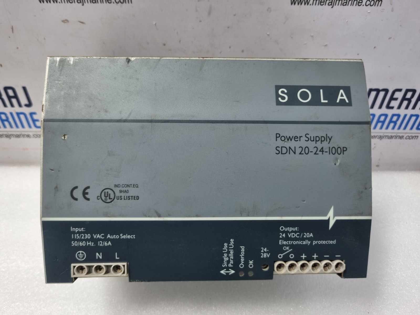 Sola SDN 20-24-100P Power Supply IN 115/230VAC 50/60Hz 12/6A OUT 24 VDC / 20A