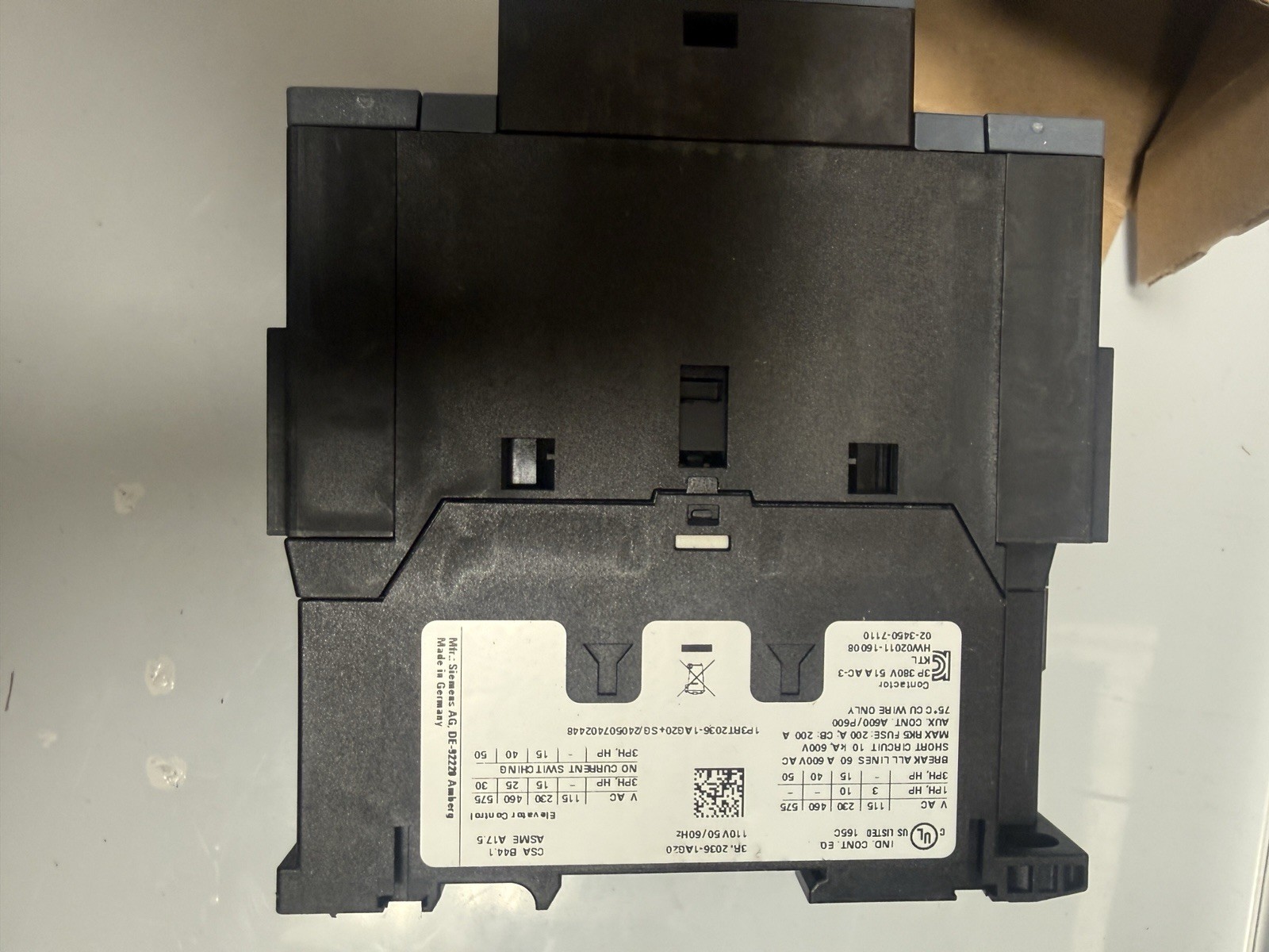 NEW Siemens 3RT2036‑1AG20 SIRIUS Contactor 110V AC Coil