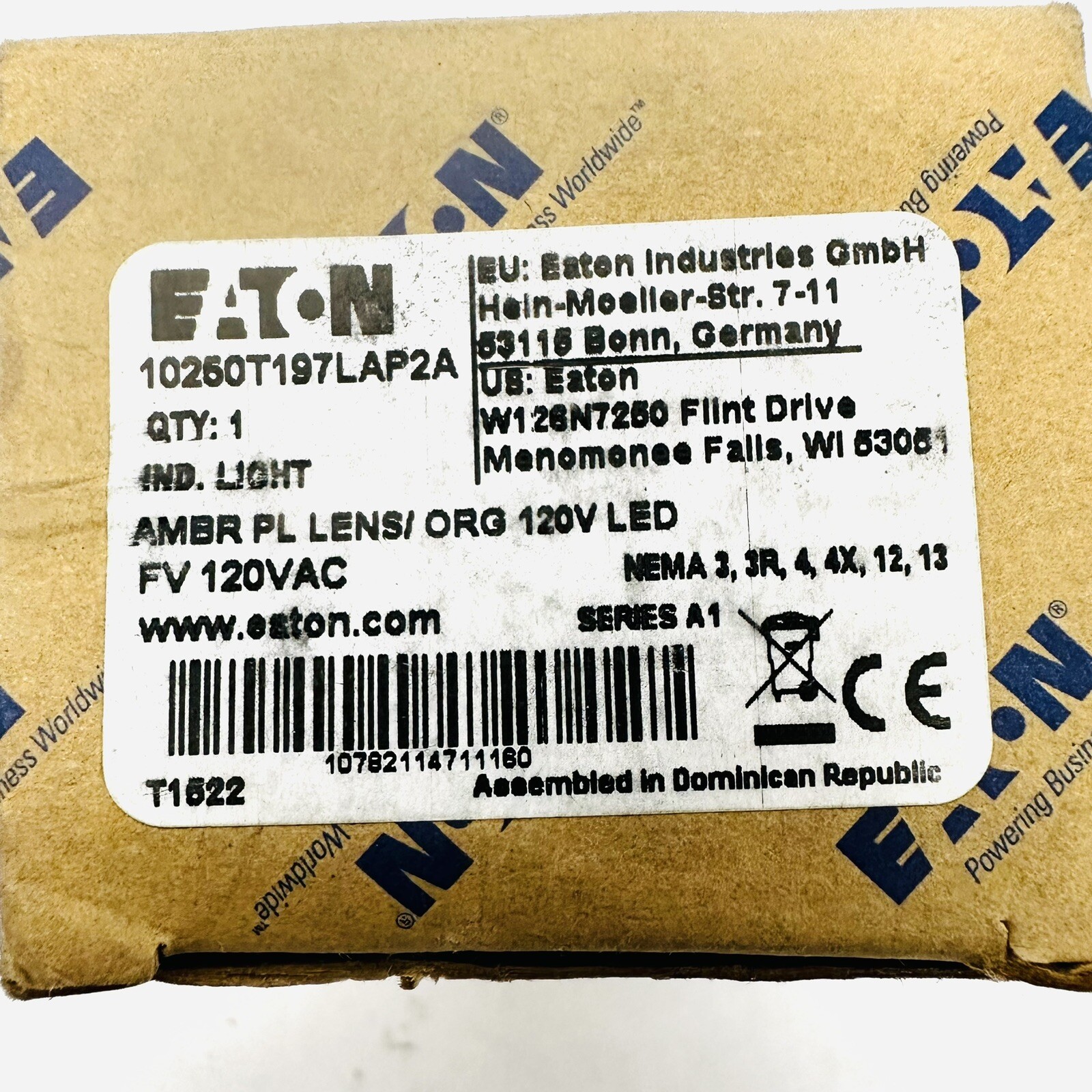 EATON 10250T197LAP2A PILOT LIGHT AMBER
