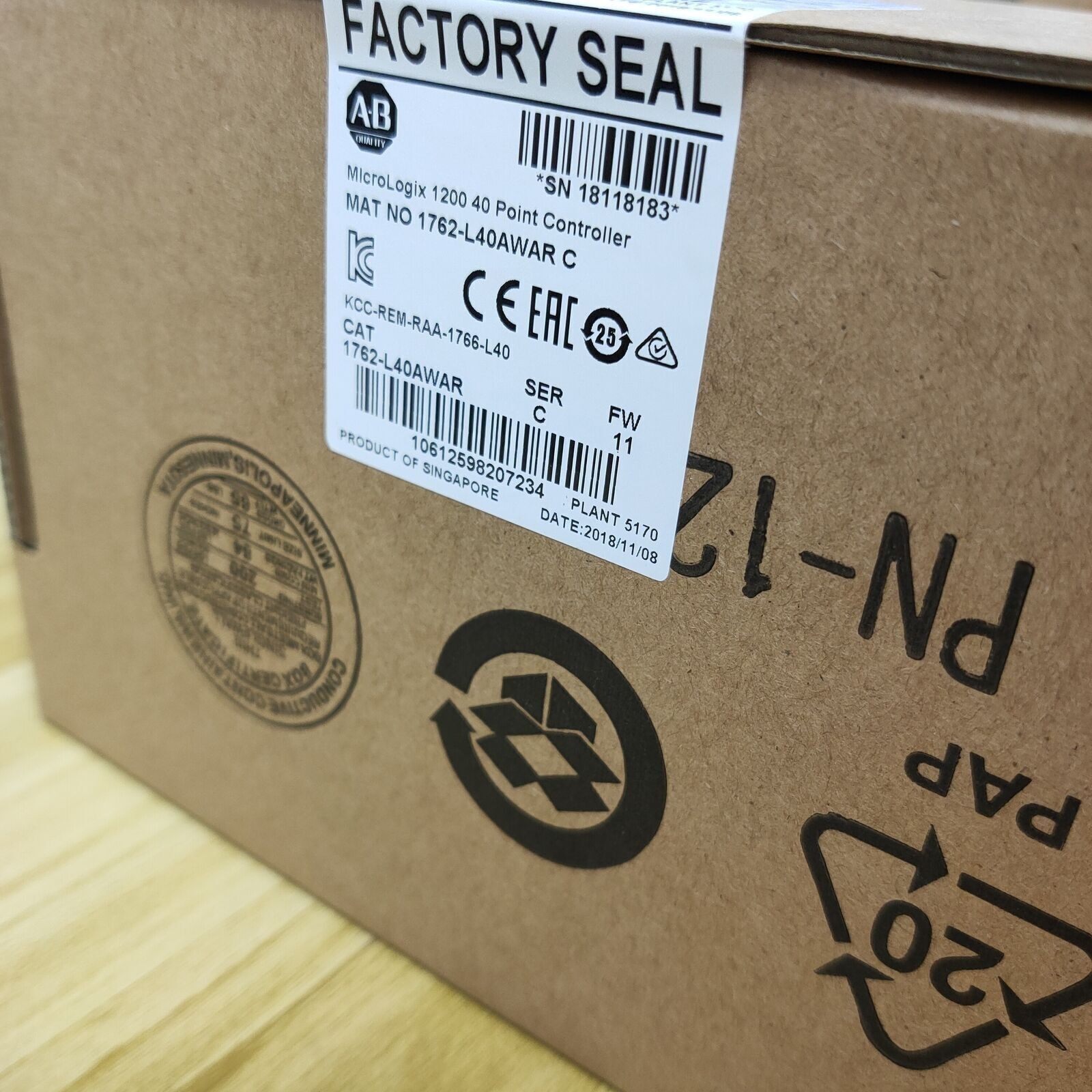 Sealed PLC-AB 1762-L40AWAR Ser C MicroLogix 1200 Controller Free Shipping