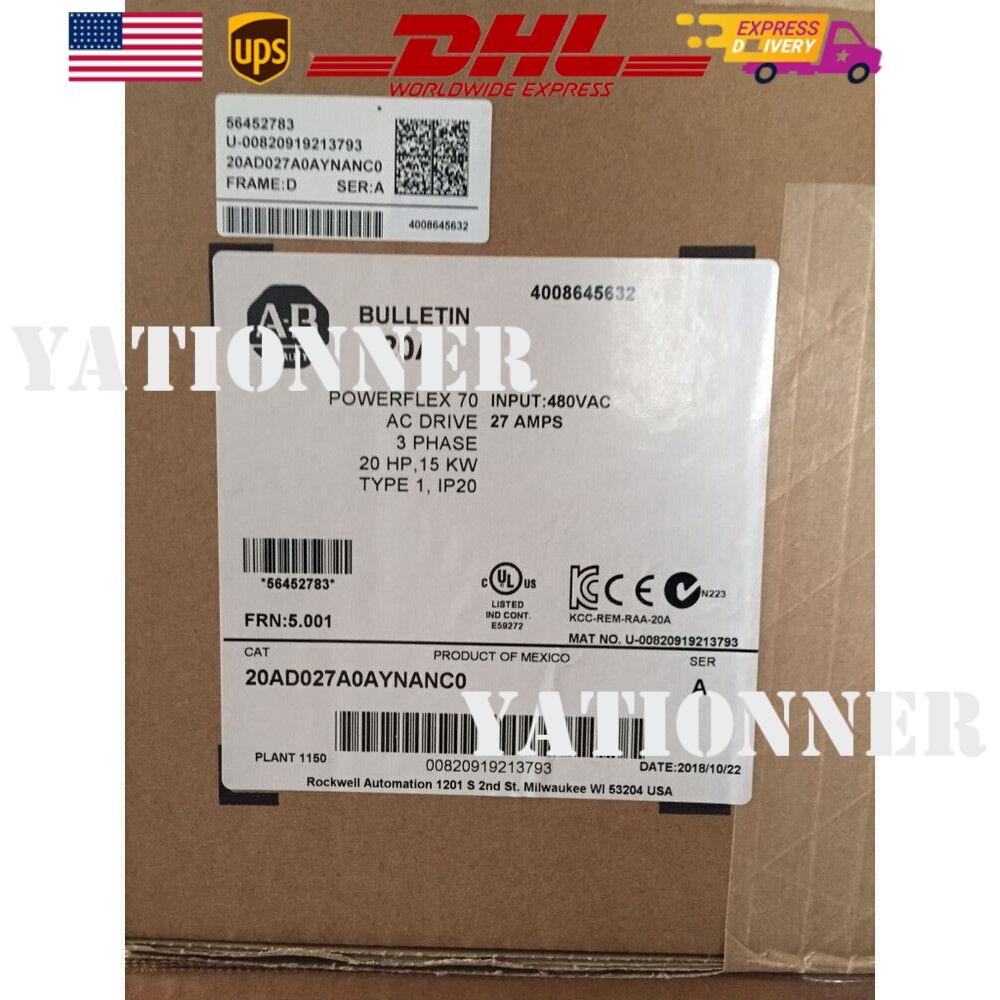 20AD027A0AYNANC0 Allen Bradley PowerFlex 70 AC Drive US Free Tax