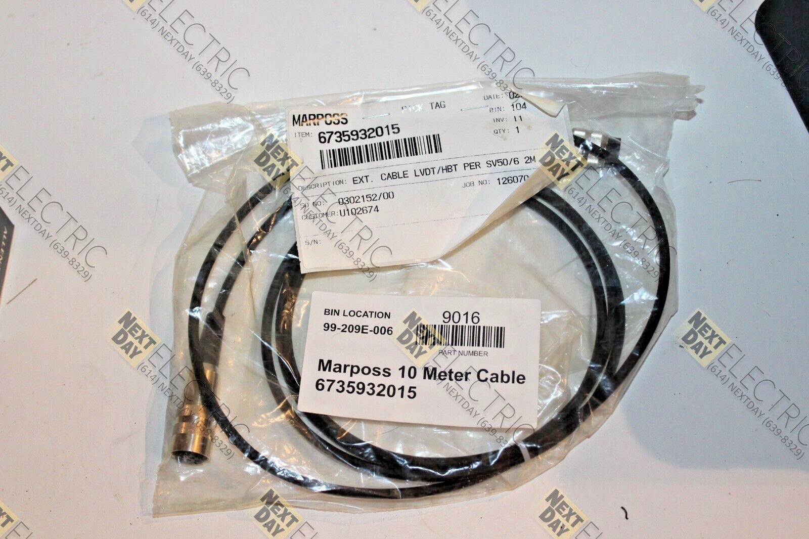 Marposs, 6735932015, Cable Cordset Extension LVDT HBT SV50