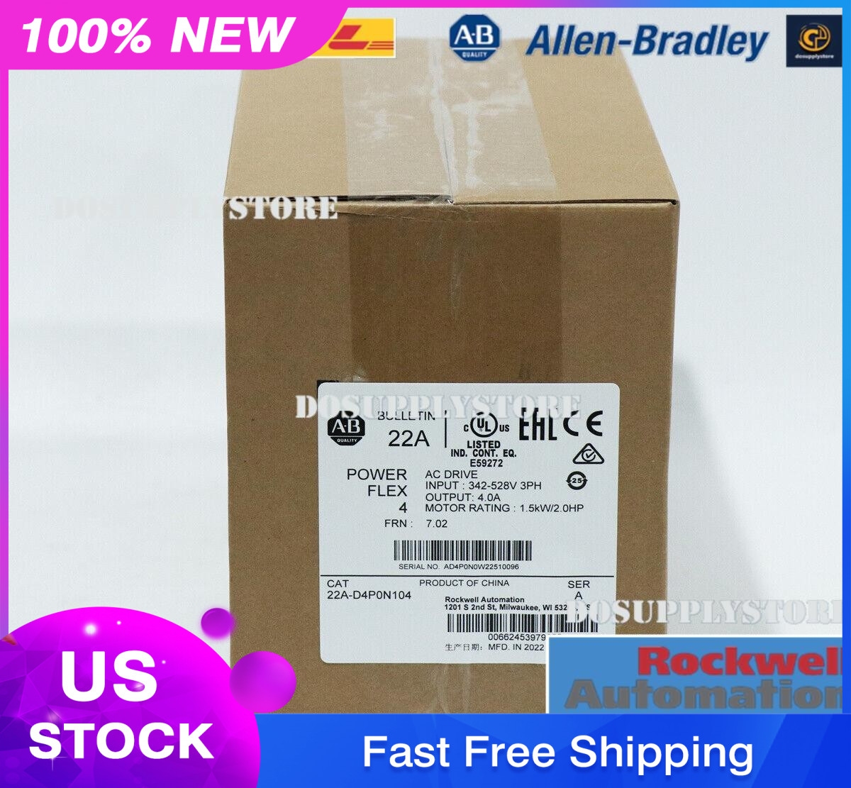 New Sealed 22A-D4P0N104/A Allen Bradley PLC AC Drive Fast Delivery