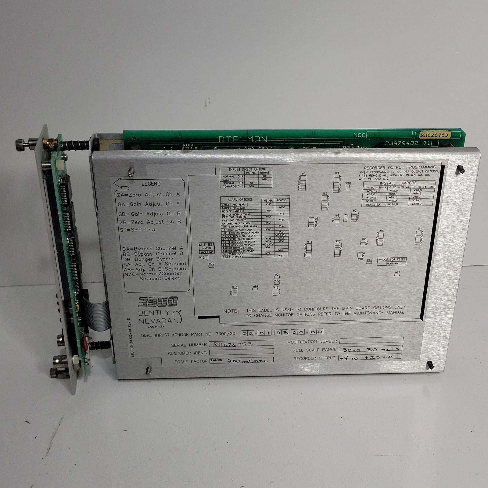 Bently Nevada 3300/20-02-01-03 Dual Thrust Monitor System Control Module