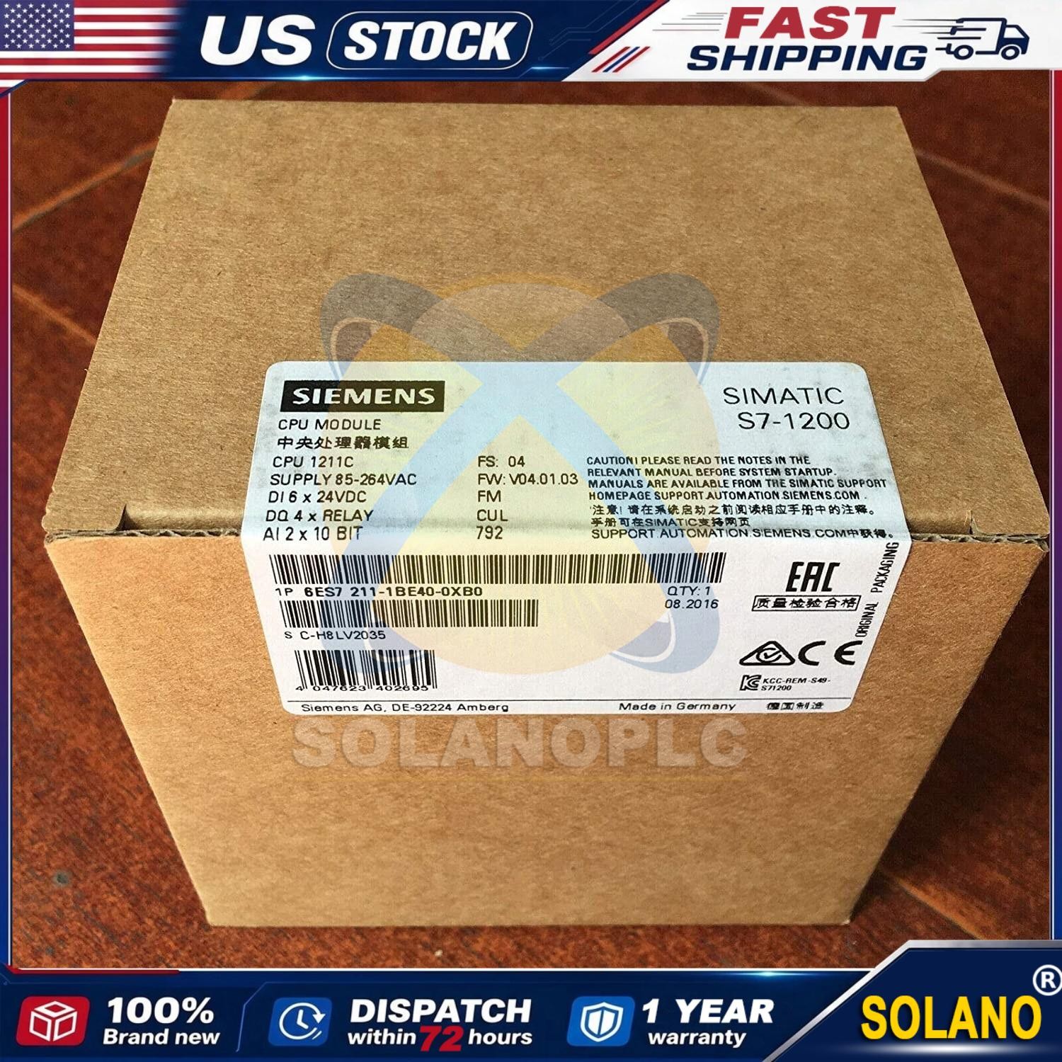 New Siemens SIMATIC S7-1200 CPU 1211C 6ES7211-1BE40-0XB0 6ES72111BE400XB0