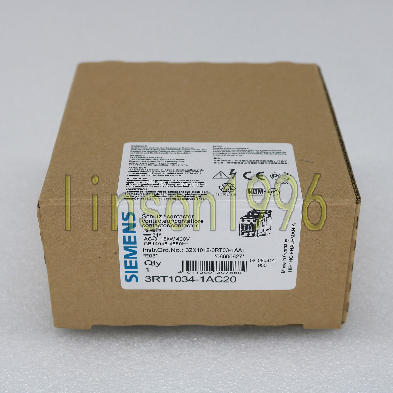 NEW Siemens Sirius 3RT1034-1AC20 3RT10341AC20 AC-3 24V 3P S2 Contactor