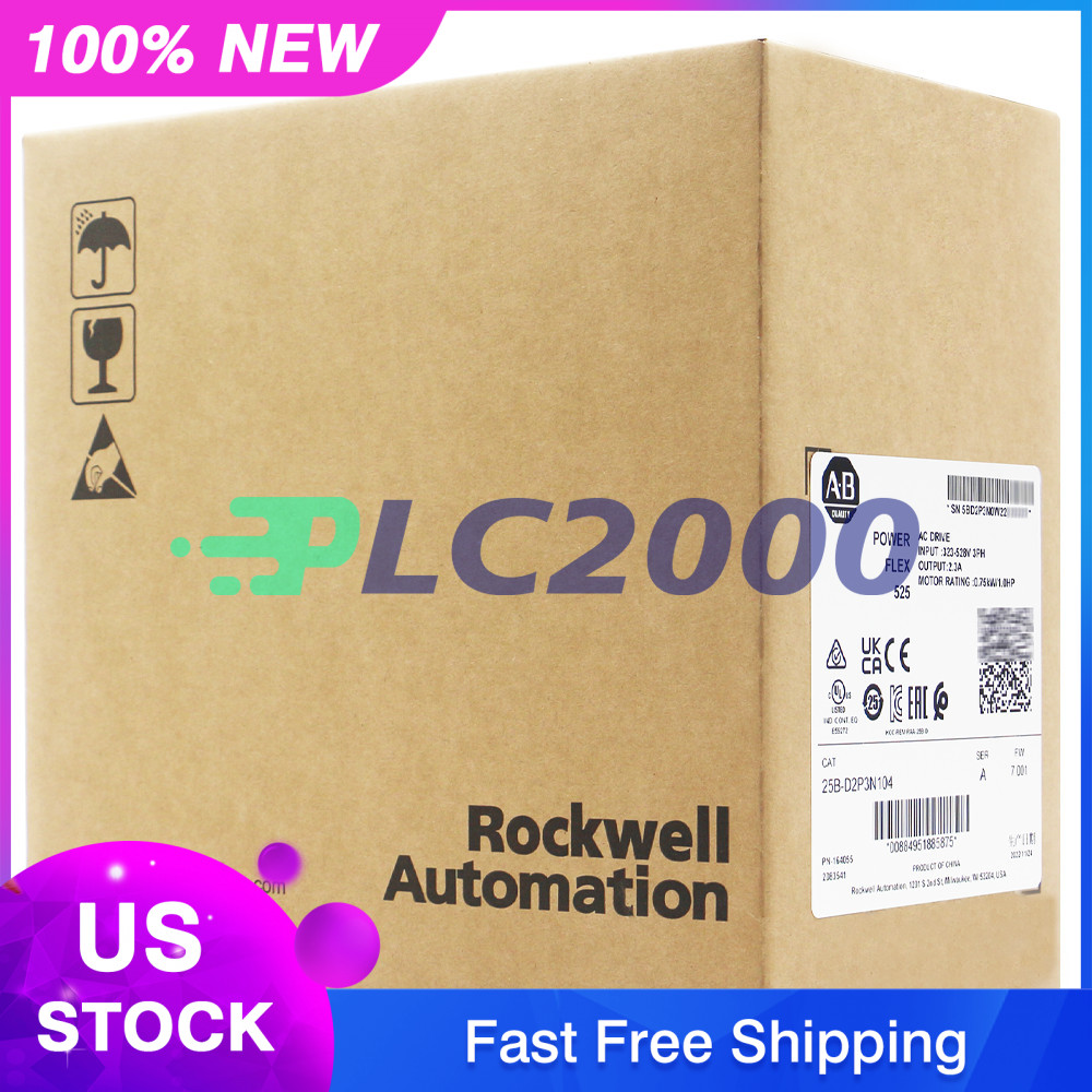 Sealed New Allen Bradley 25B-D2P3N104 PowerFlex 525 0.75kW (1Hp) AC Drive