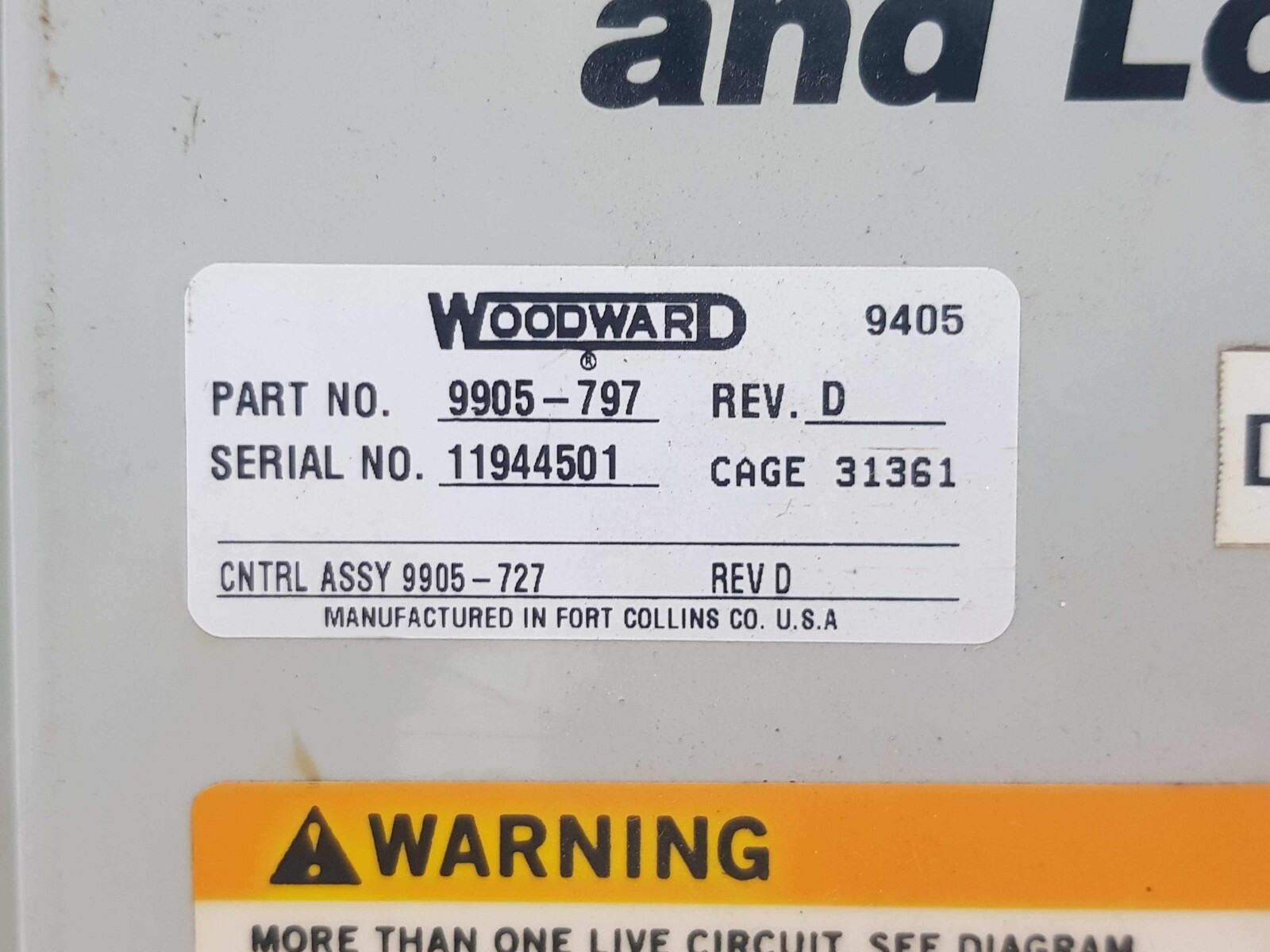 WOODWARD 9905-797 DIGITAL SYNCHRONIZER AND LOAD CONTROL REV.D