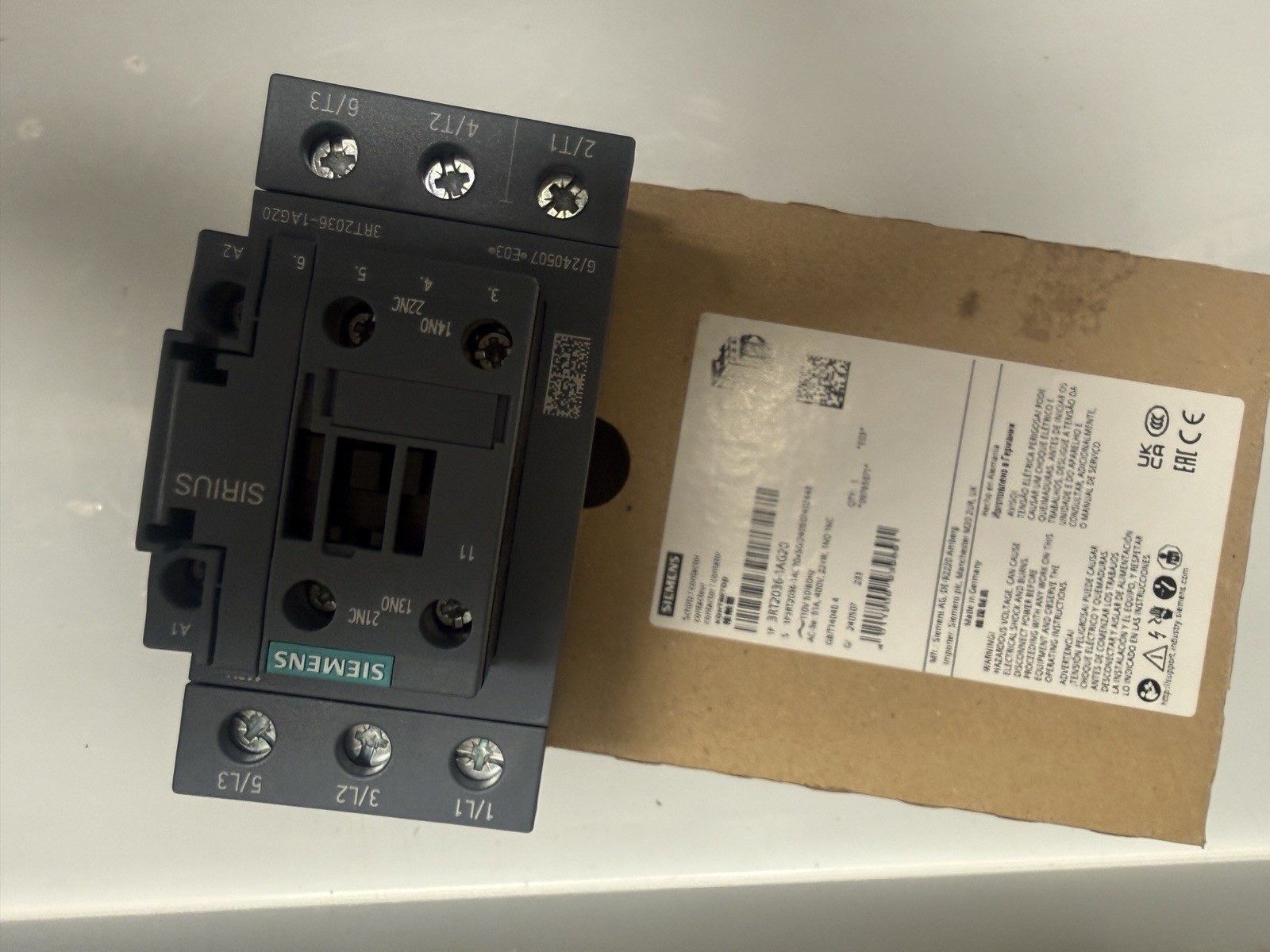 NEW Siemens 3RT2036‑1AG20 SIRIUS Contactor 110V AC Coil