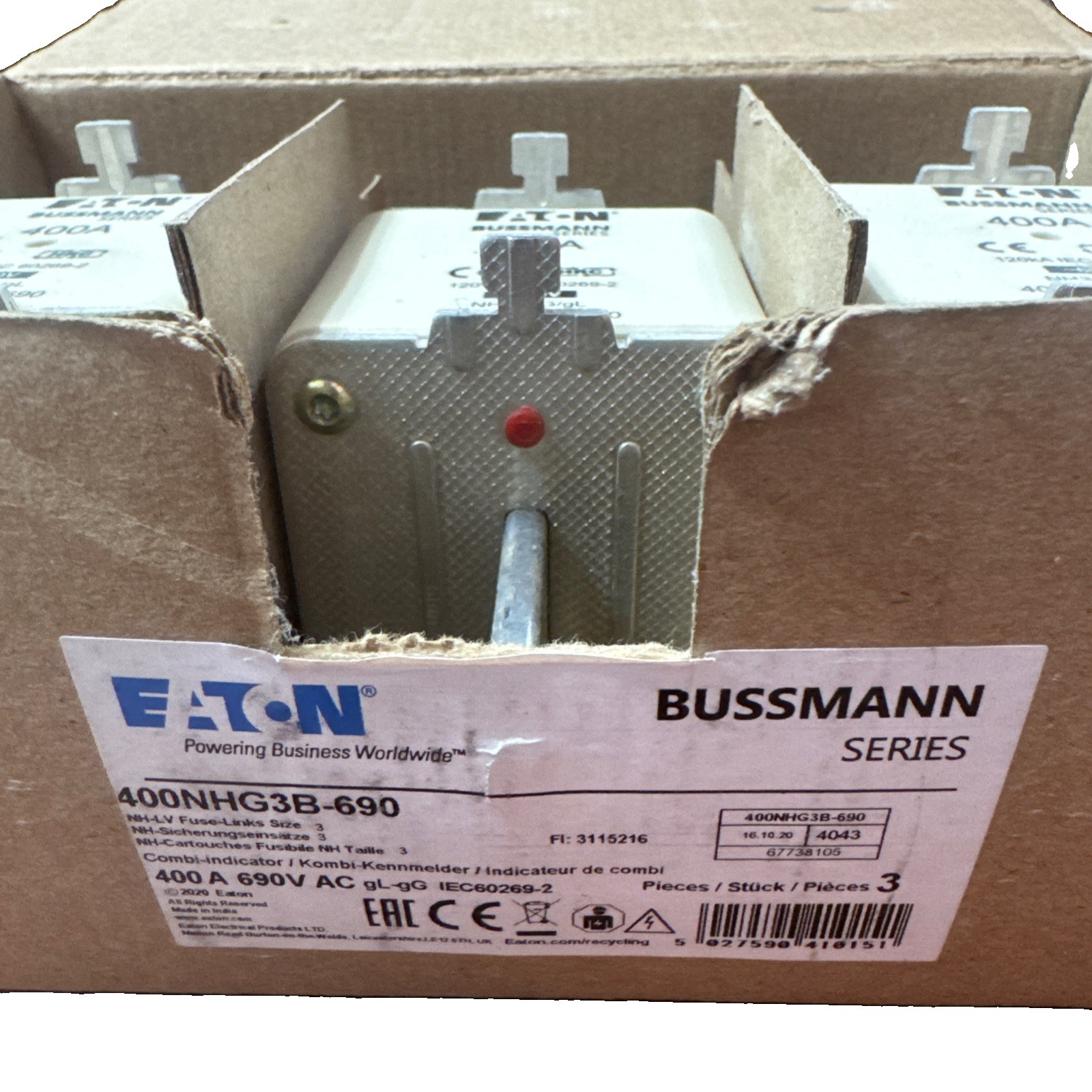 FOR BUSSMANN 400NHG3B-690 Fuse 400A High Speed 690V (3 Pack)