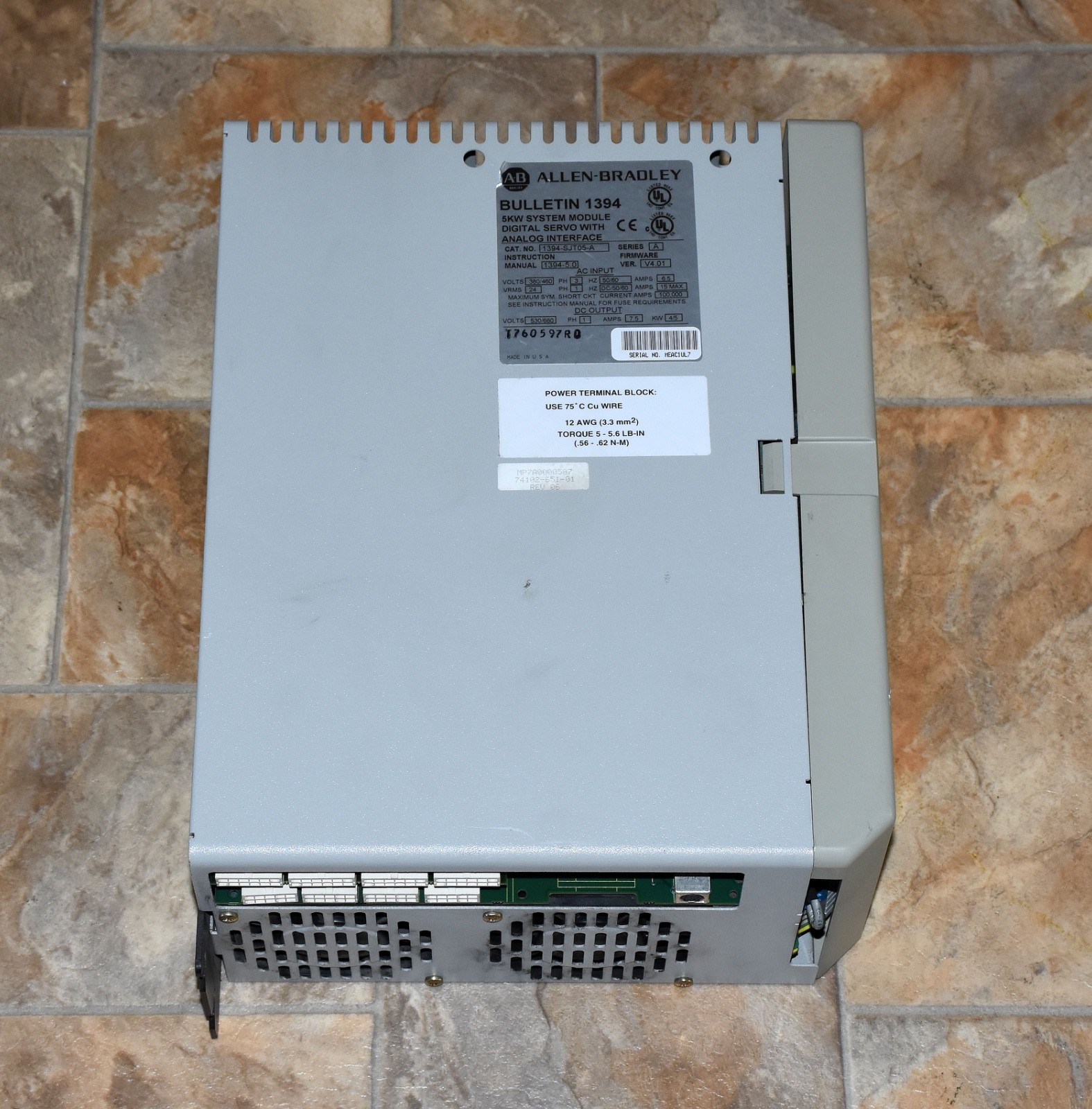 Allen-Bradley 1394-SJT05-A 5kW Servo System Module + 1201-HAP Terminal