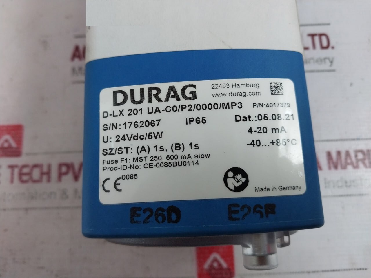 DURAG D-LX 201 UA-C0/P2/0000/MP3 Flame Monitor With Software Interface 4-20MA