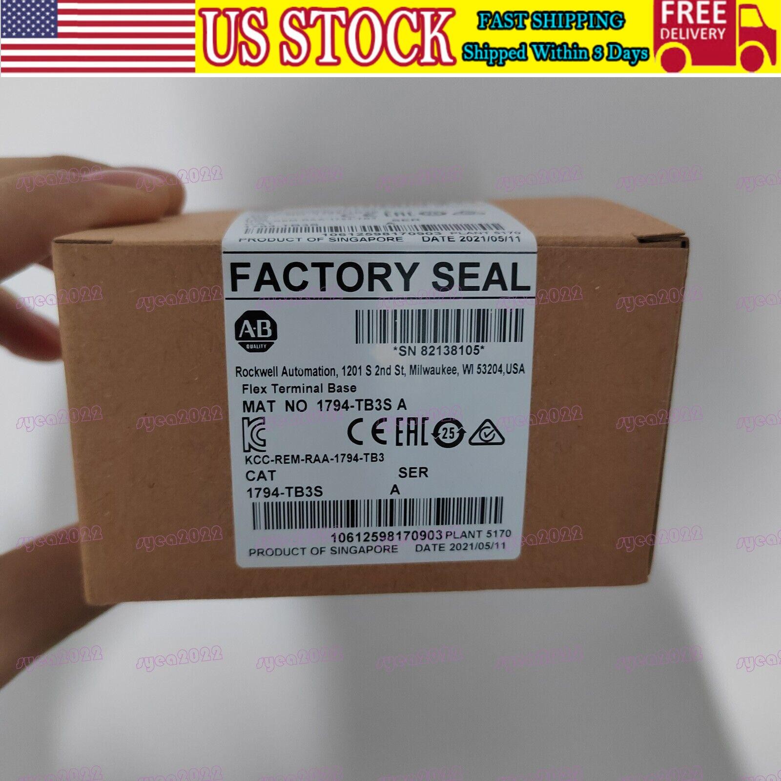 New AB 1794-TB3S SER A FLEX I/O Terminal Base Unit 1794TB3S US Free Tax