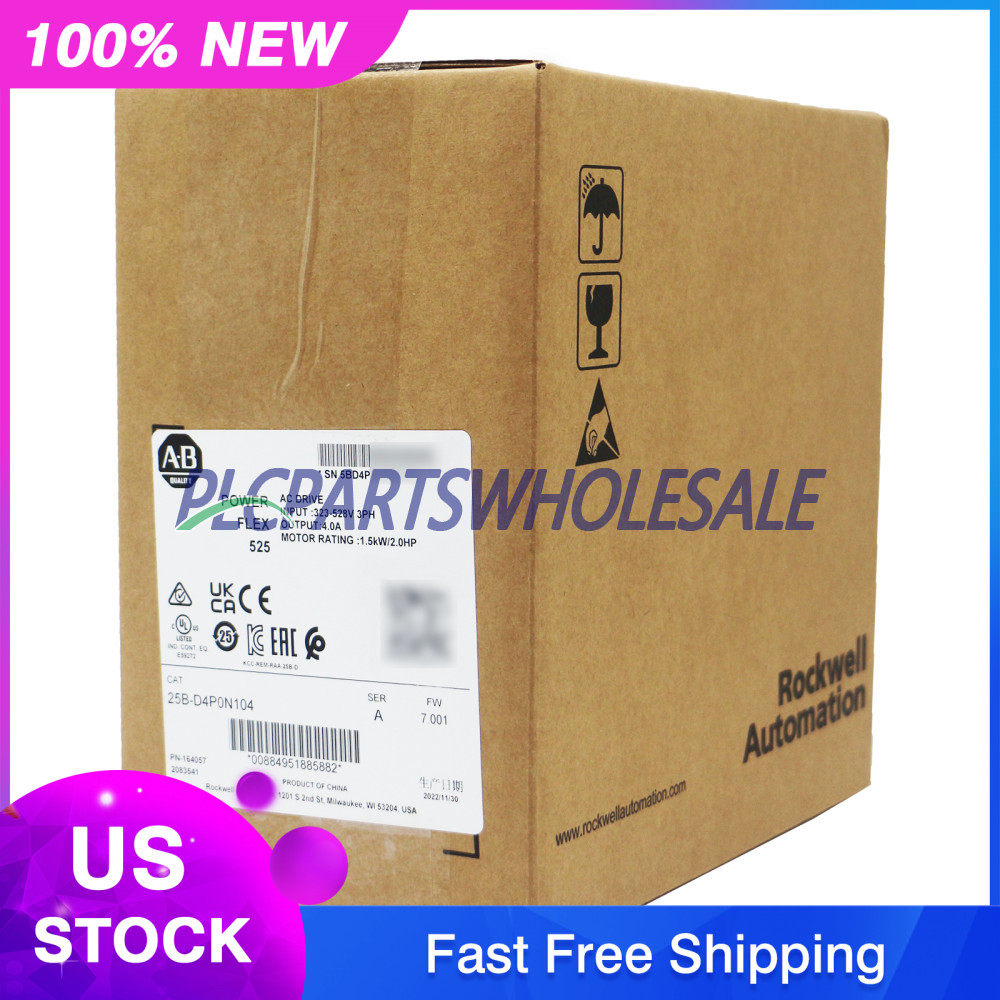 Sealed New Allen Bradley 25B-D4P0N104 PowerFlex 525 1.5kW (2Hp) AC Drive