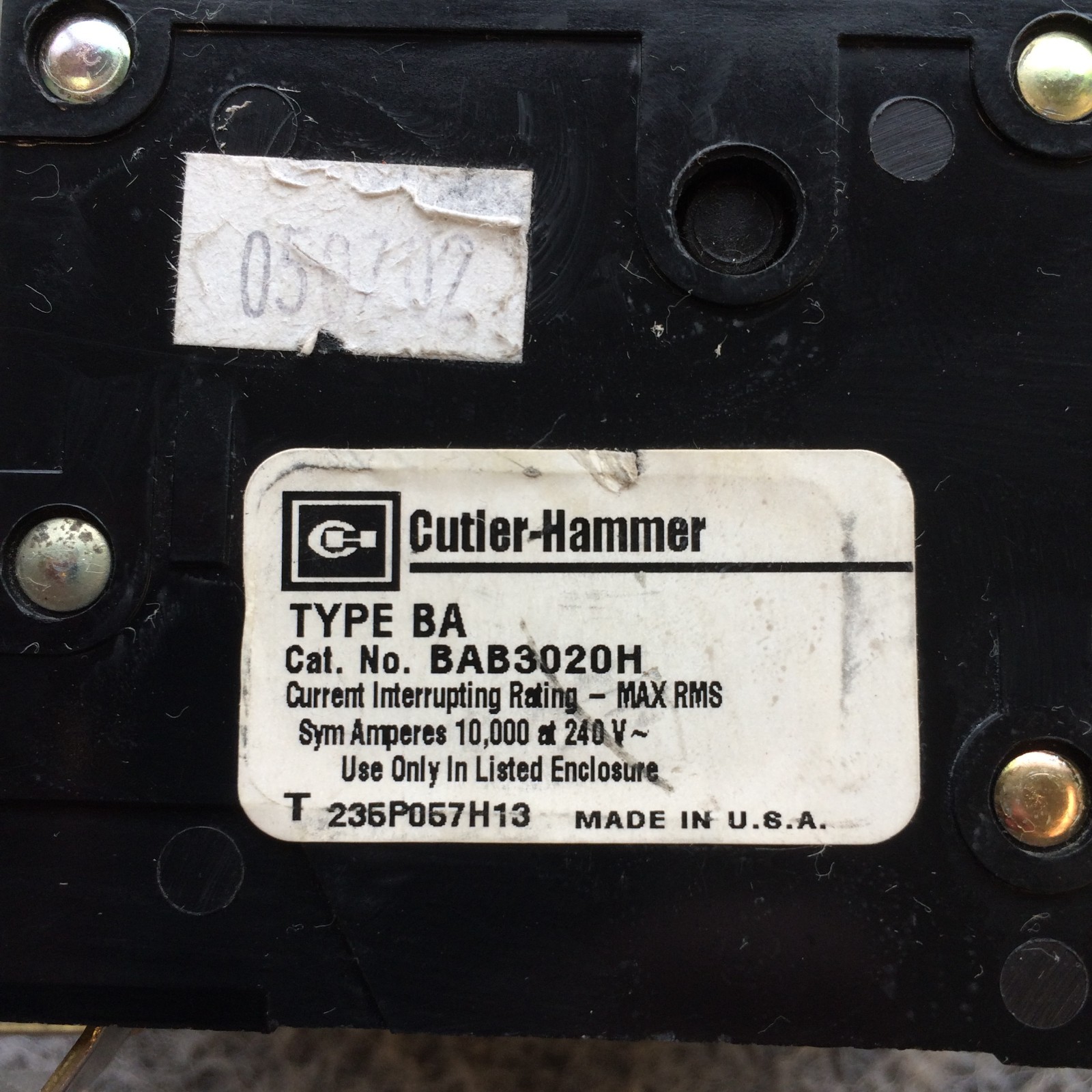 Siemens Eaton Cutler Hammer BAB3020H 3 Pole 20 Amp Bolt In Breaker NOS
