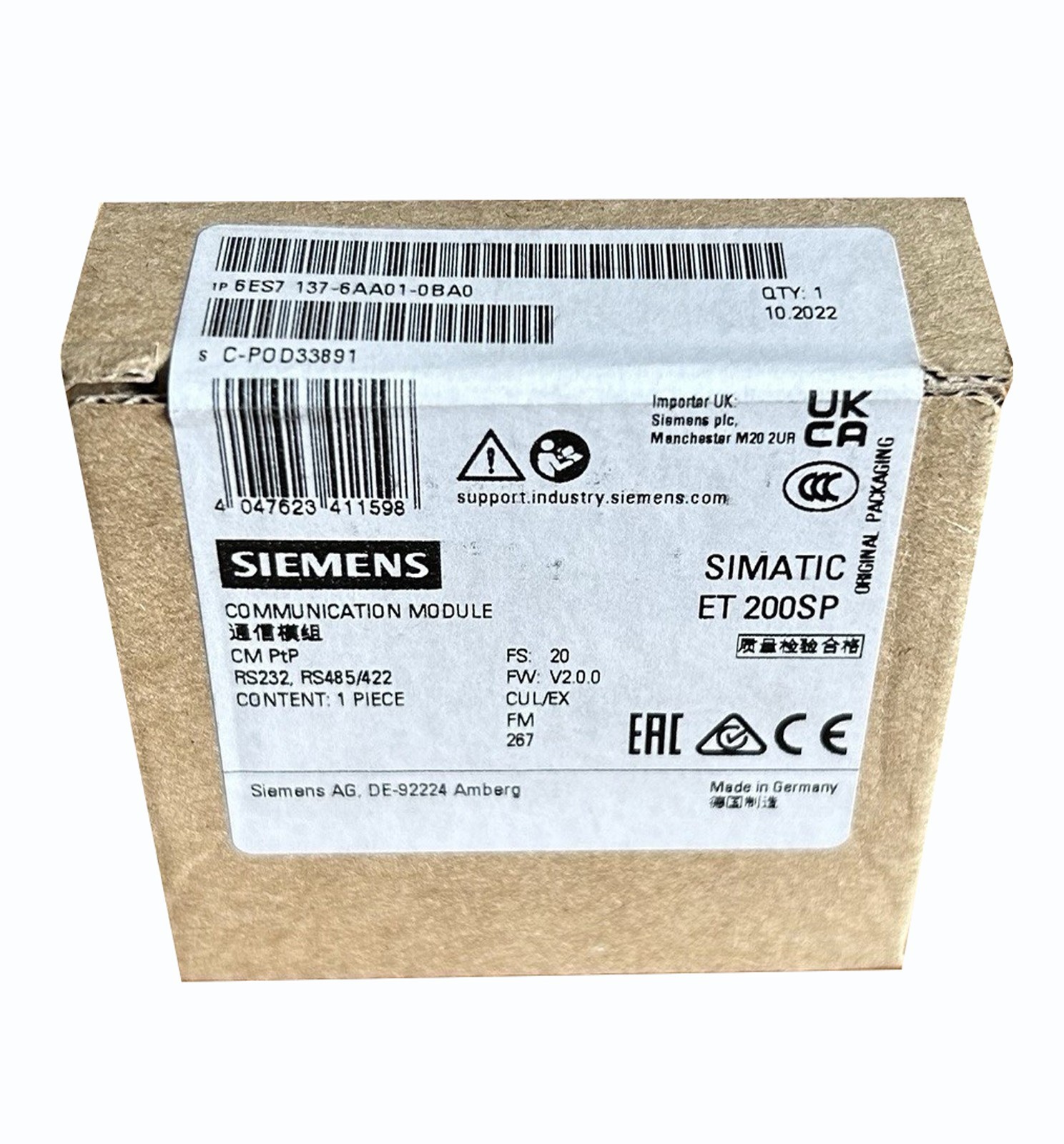 6ES7137-6AA01-0BA0 New Siemens SIMATIC ET 200SP PLC Module 6ES7 137-6AA01-0BA0