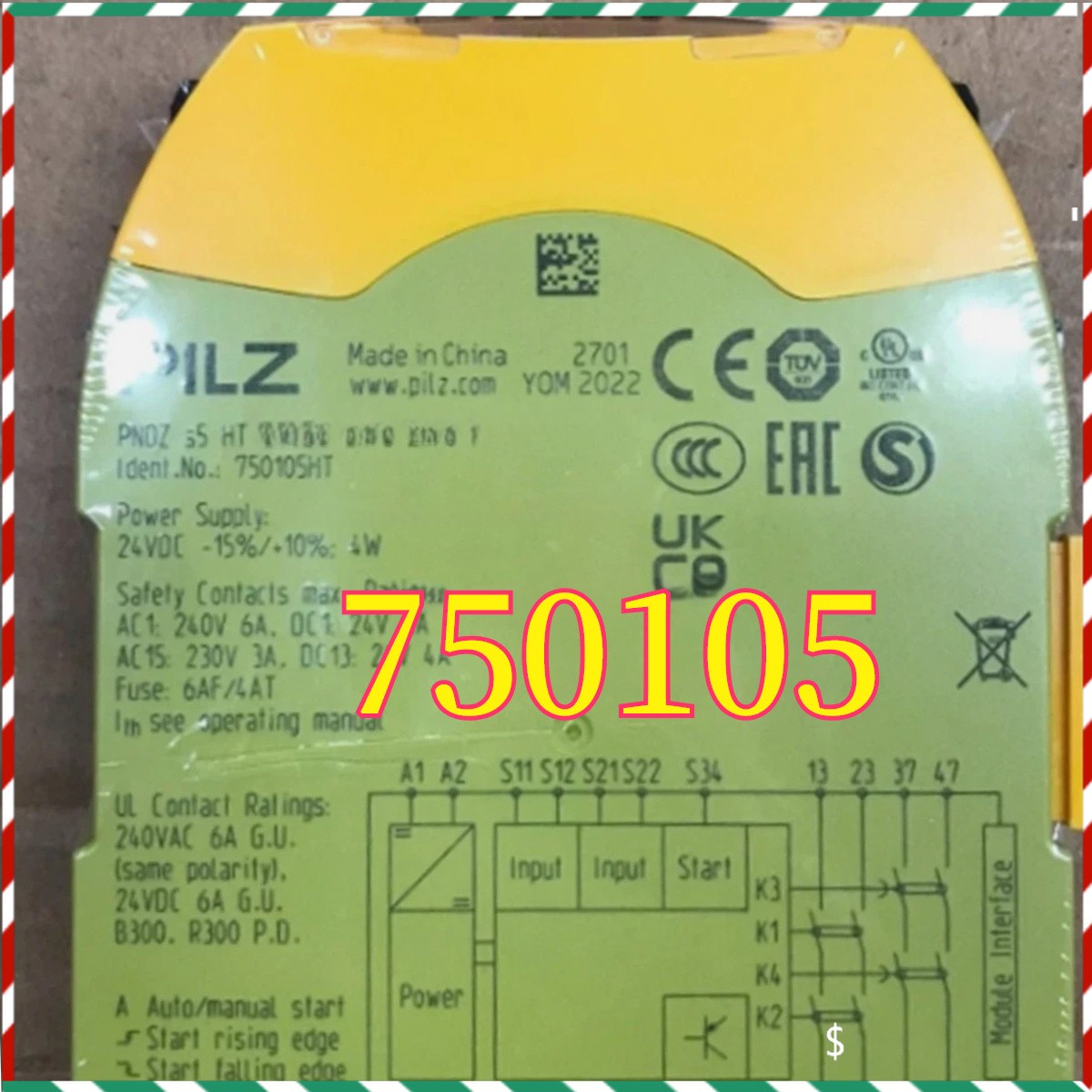 750105 1PCS Brand New pilz 750105 PNOZ S5 24VDC Fast delivery High quality