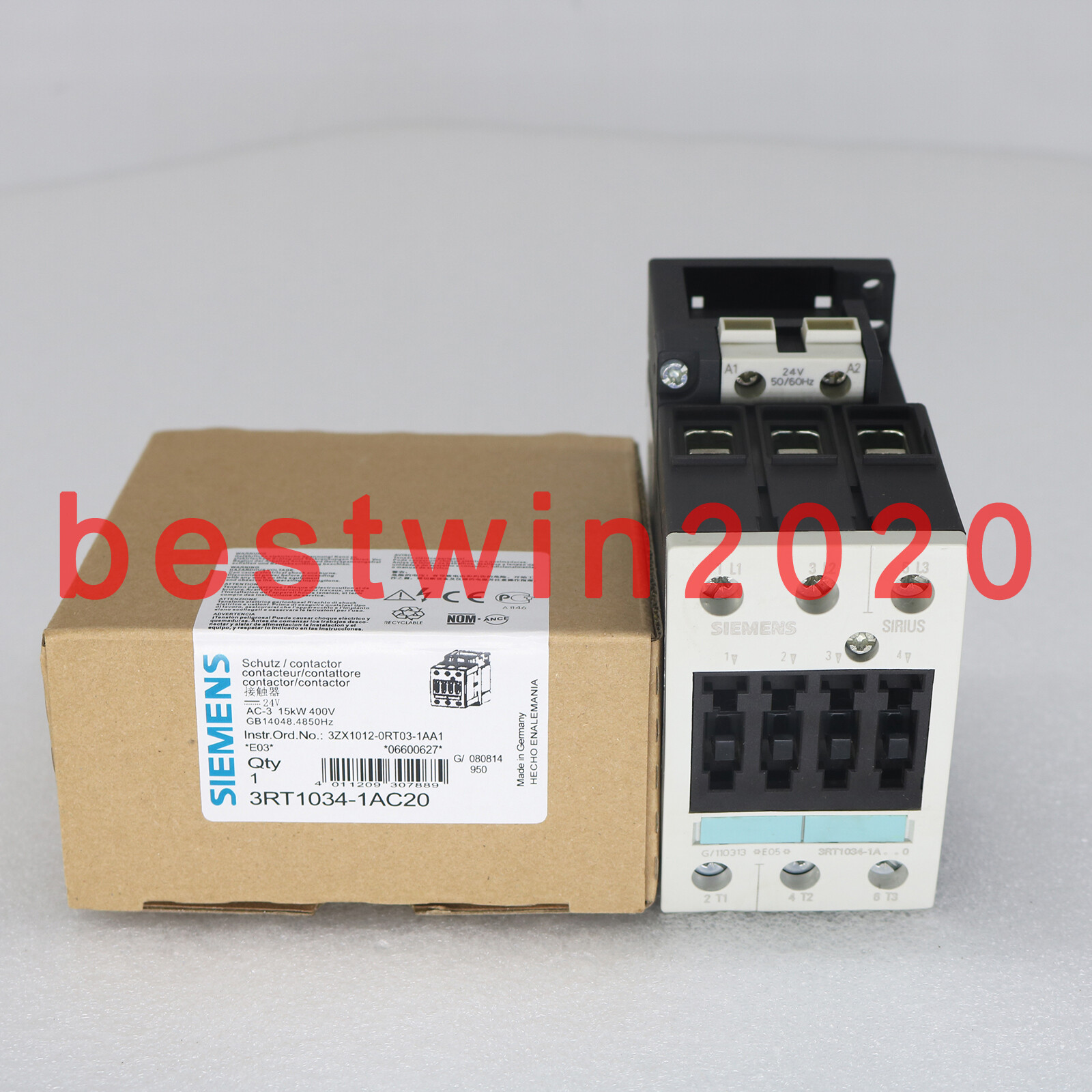 NEW Siemens Sirius 3RT1034-1AC20 3RT10341AC20 AC-3 24V 3P S2 Contactor