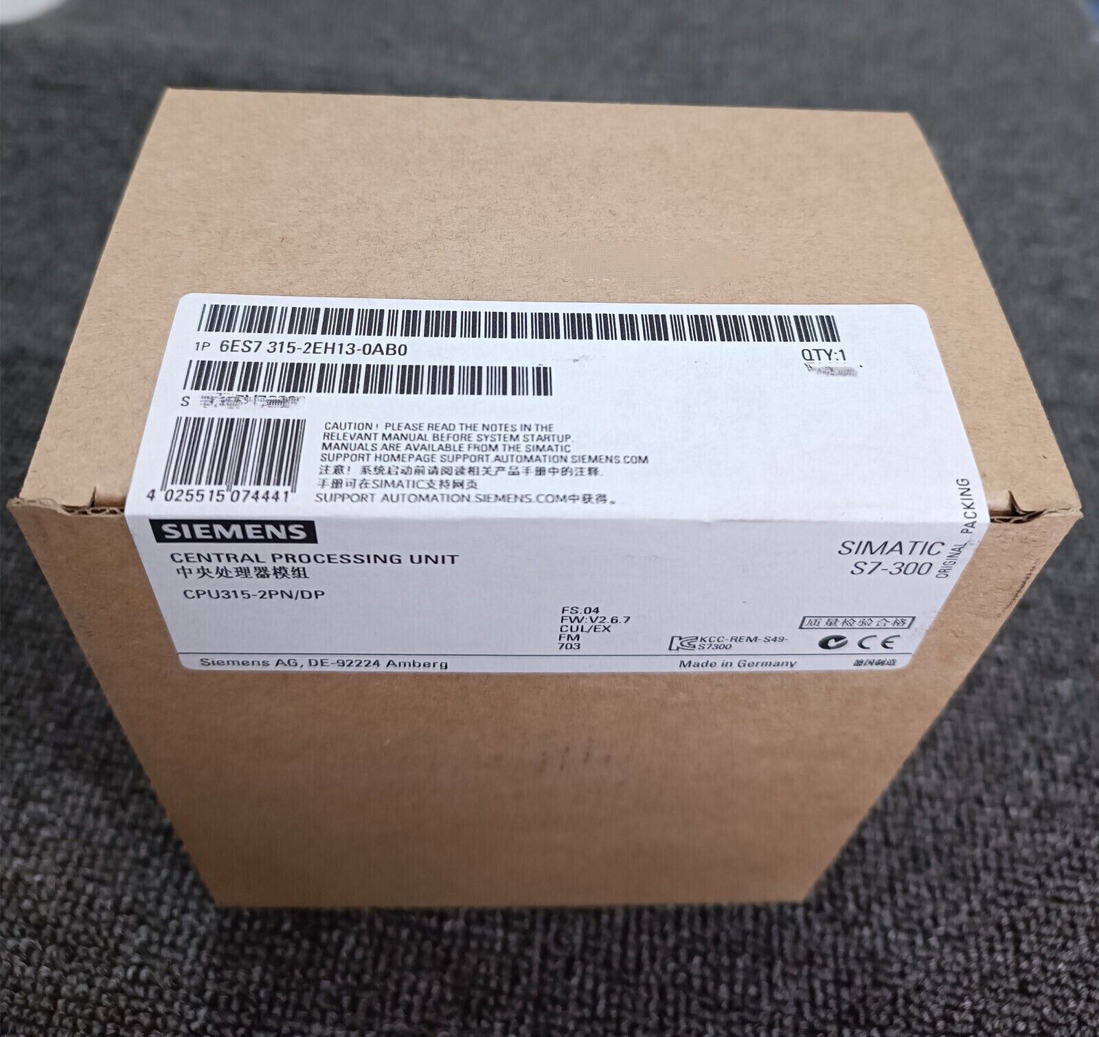 6ES7315-2EH13-0AB0 1PC NEW SIEMENS Central Unit 6ES7315-2EH13-0AB0