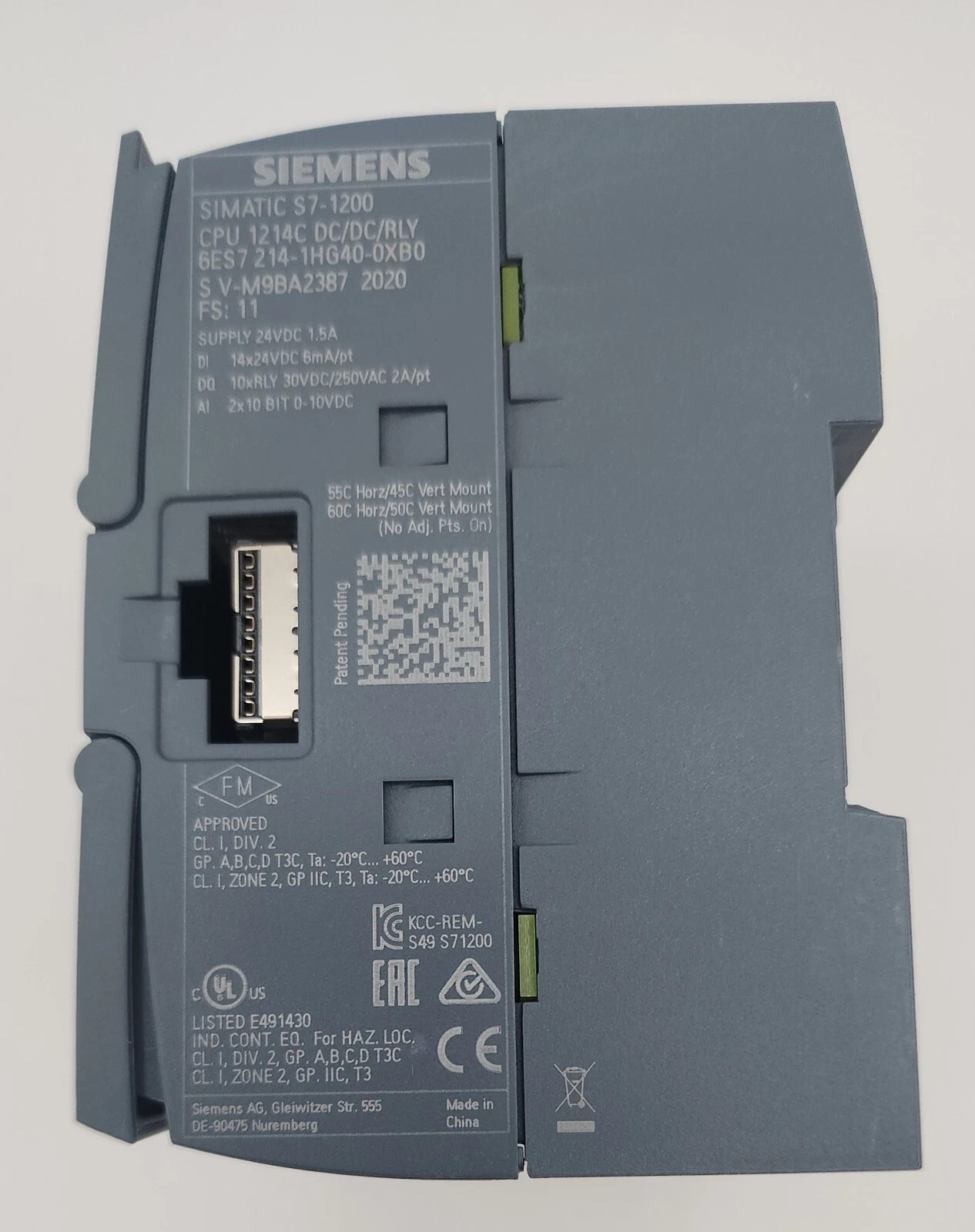 SIEMENS 6ES7214-1HG40-0XB0 CPU 1214C DC/DC/RLY / 6ES72141HG400XB0 *NDA AVAILABLE