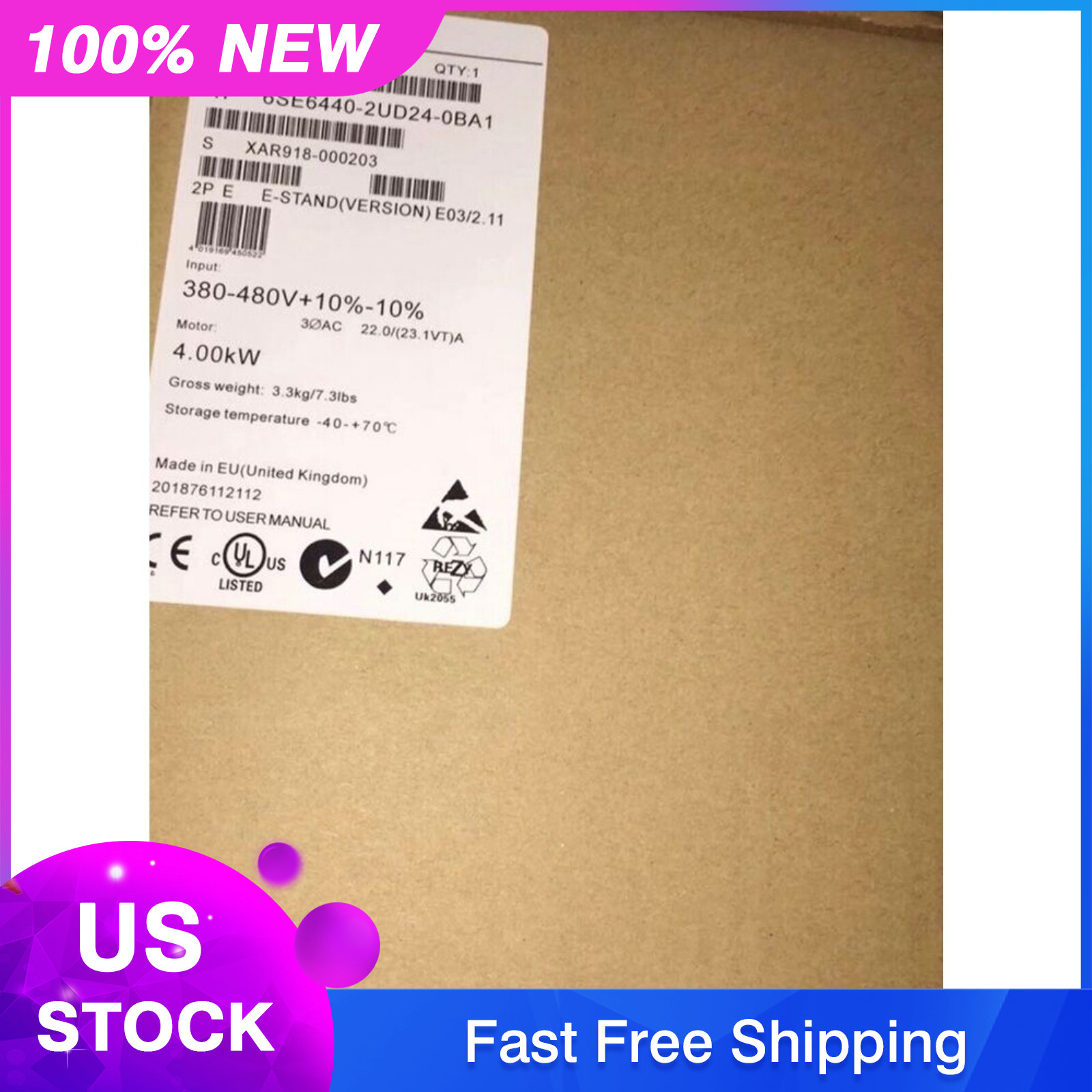 New Siemens 6SE6440-2UD24-0BA1 MICROMASTER440 without filter 6SE6 440-2UD24-0BA1