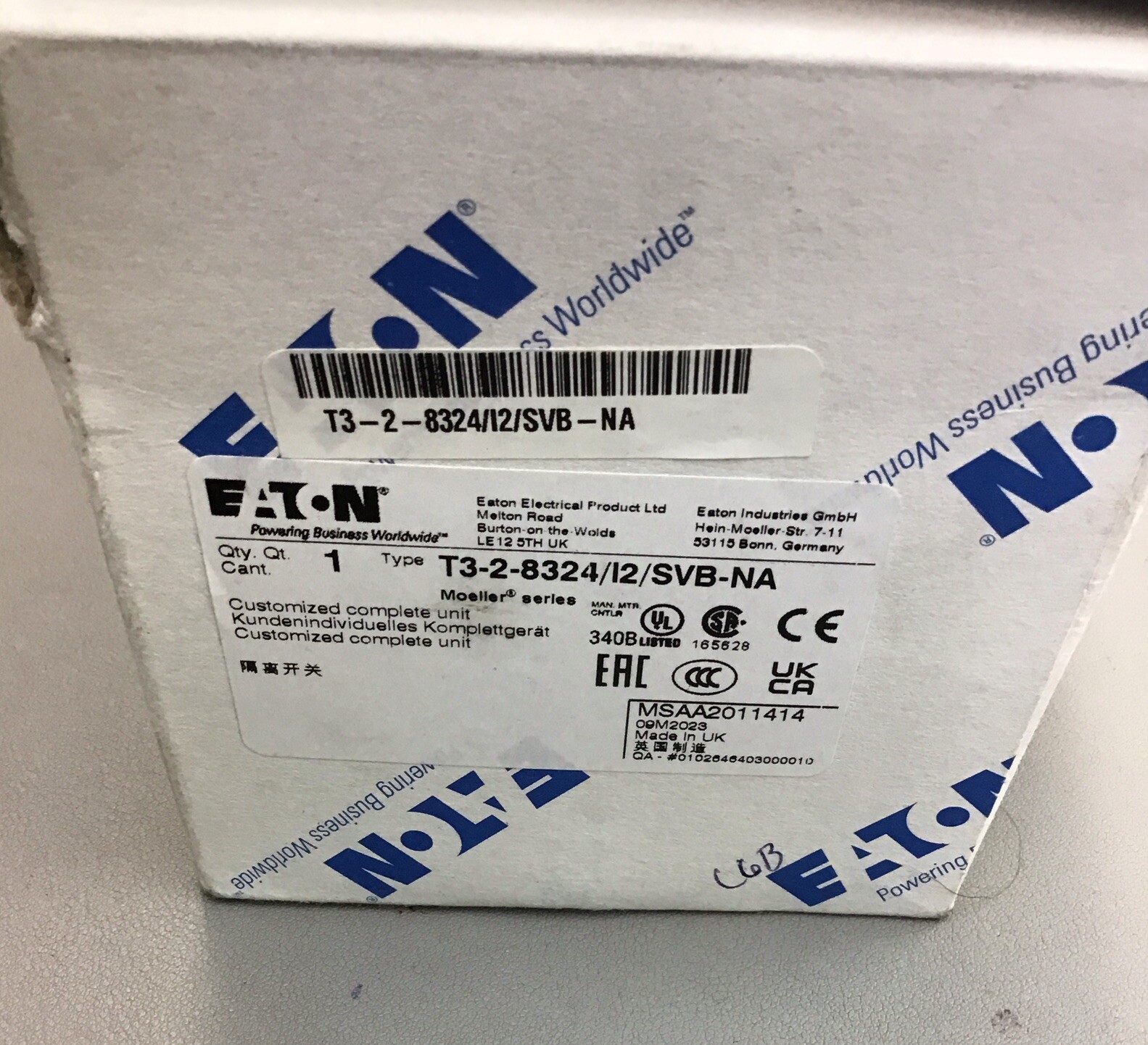 EATON MOELLER Rotary Cam Switch T3-2-8324/I2/SVB-NA (B458)