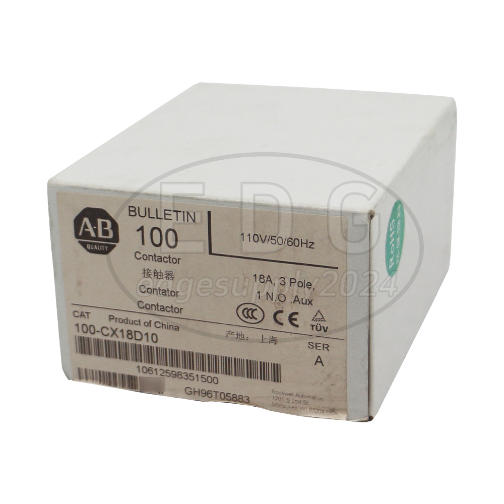 Brand New Sealed 100-CX18D10 Allen Bradley 18A CONTACTOR, 3 POLE 110VAC 1 NO AUX