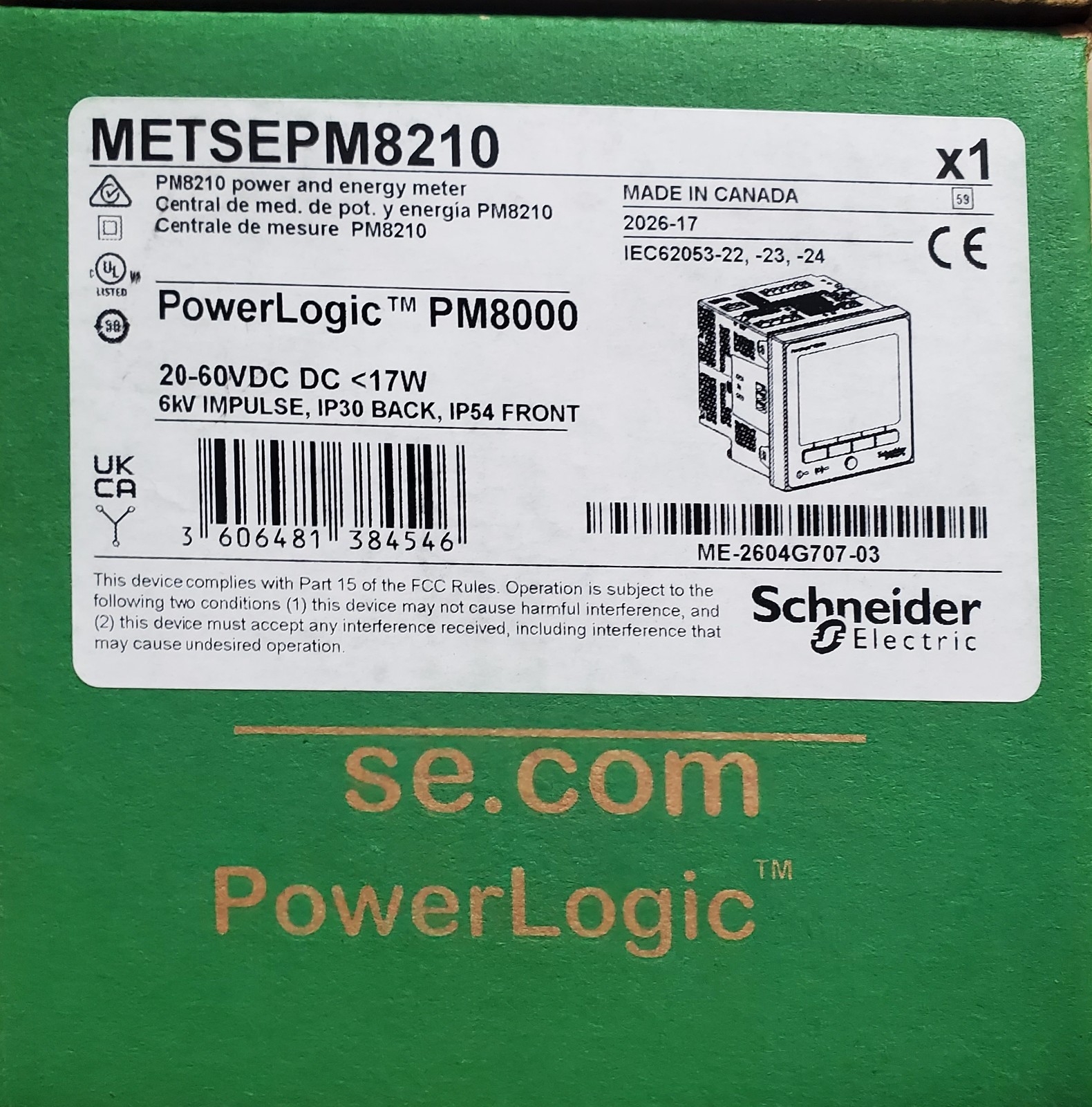 Schneider Electric METSEPM8210 PowerLogic Power And Energy Meter