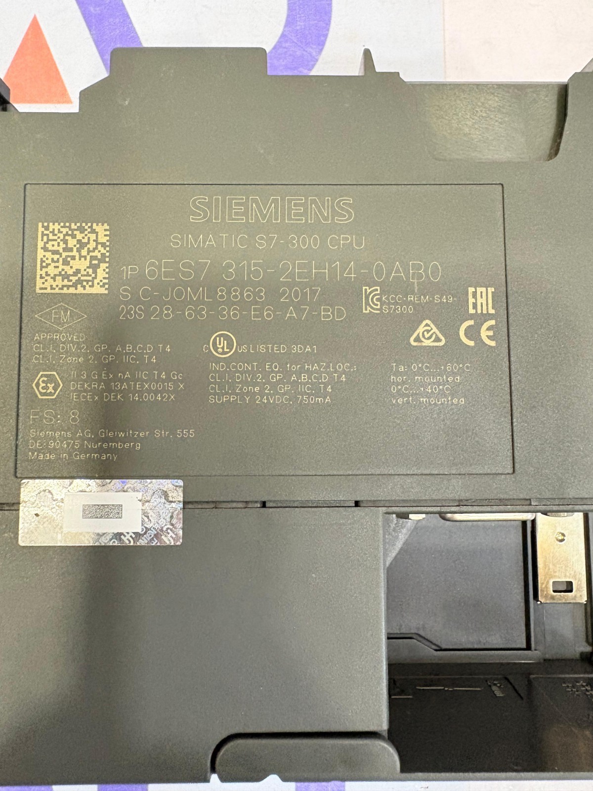 Siemens Simatic S7-300 CPU 6ES7 315-2EH14-0AB0 CPU315-2 PN/DP