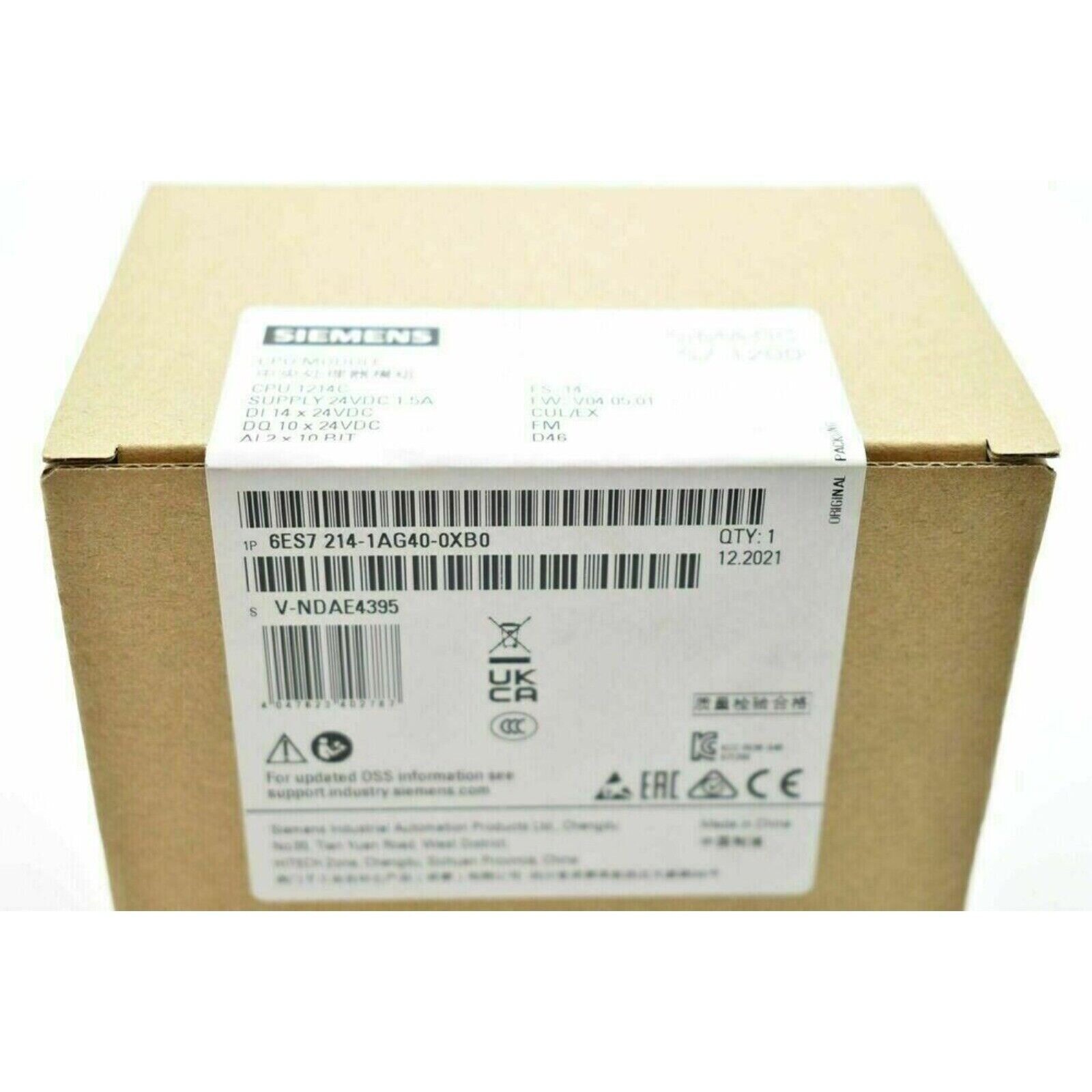 New Siemens 6ES7 214-1AG40-0XB0 SIMATIC S7-1200 CPU 1214C 6ES7214-1AG40-0XB0