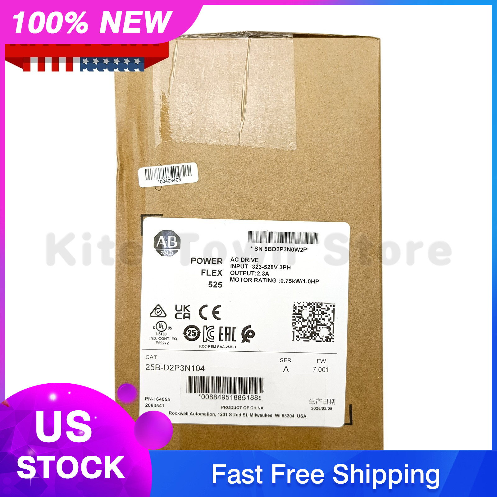 2025 New Factory Sealed Allen Bradley 25B-D2P3N104 /A 1HP AC Drive US Ship