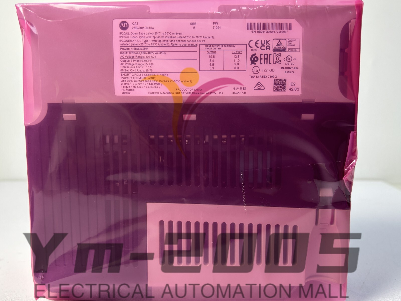 25BD010N104 Brand Allen Bradley 25B-D010N104 PowerFlex 525 4kW 5Hp AC Drive New