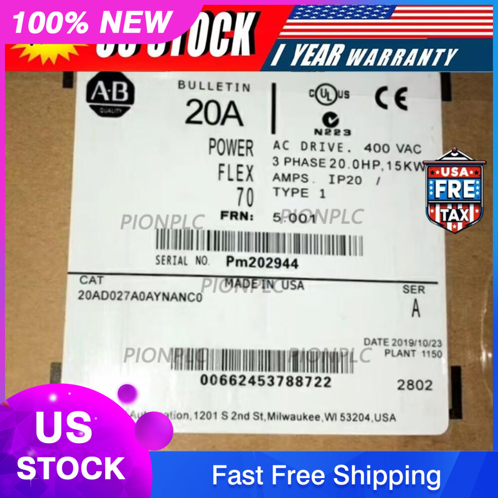 AB NEW IN BOX 20AD027A0AYNANC0 PowerFlex 70 AC Drive FREE SHIP US Free Tax
