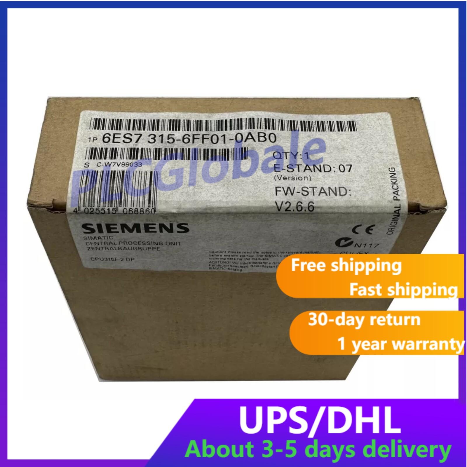 New Siemens SIMATIC S7-300, CENTRAL UNIT 6ES7315-6FF01-0AB0 6ES73156FF010AB0